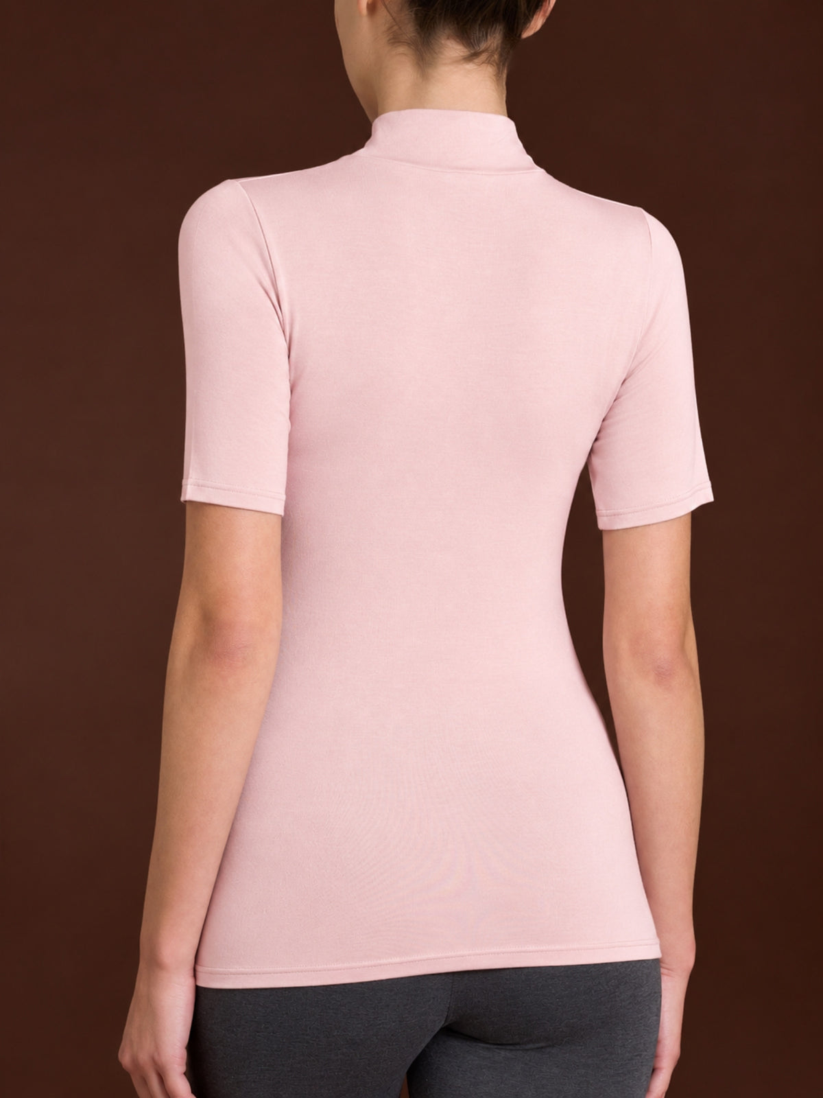 Maglietta collo alto in  Jersey Strech Winter Viscosa  Rosa Donna - Ragno