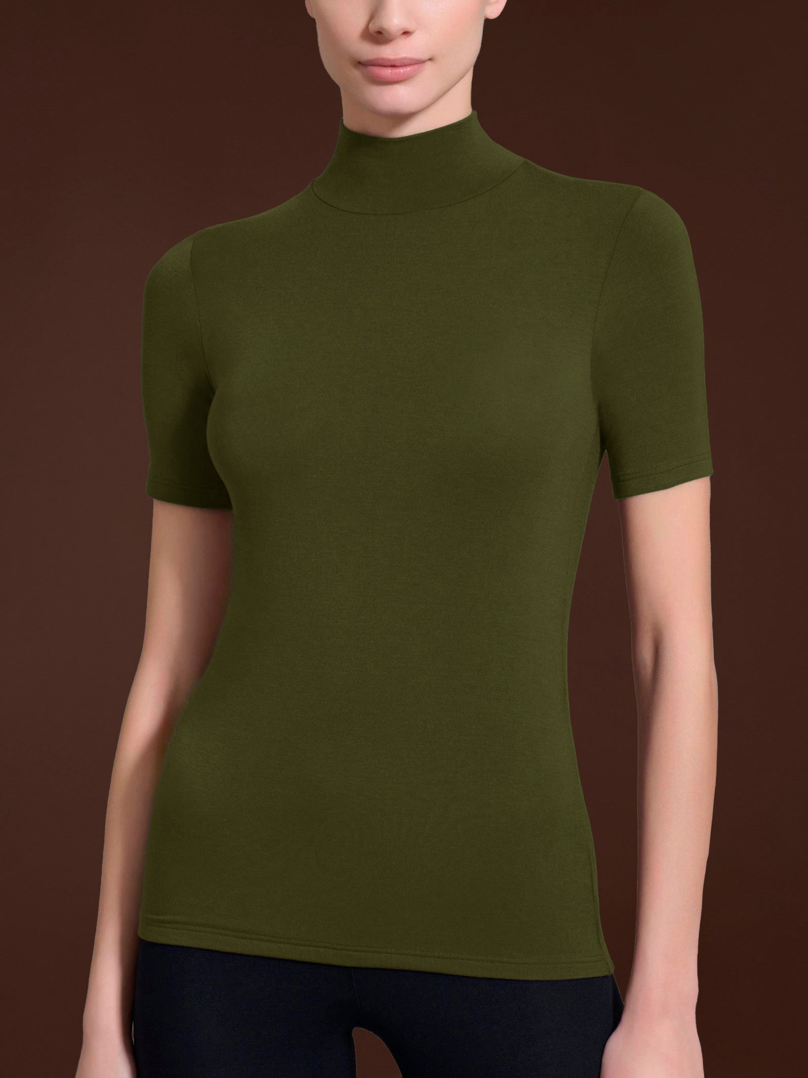 Maglietta collo alto in Eco Viscosa Verdi Donna - Ragno