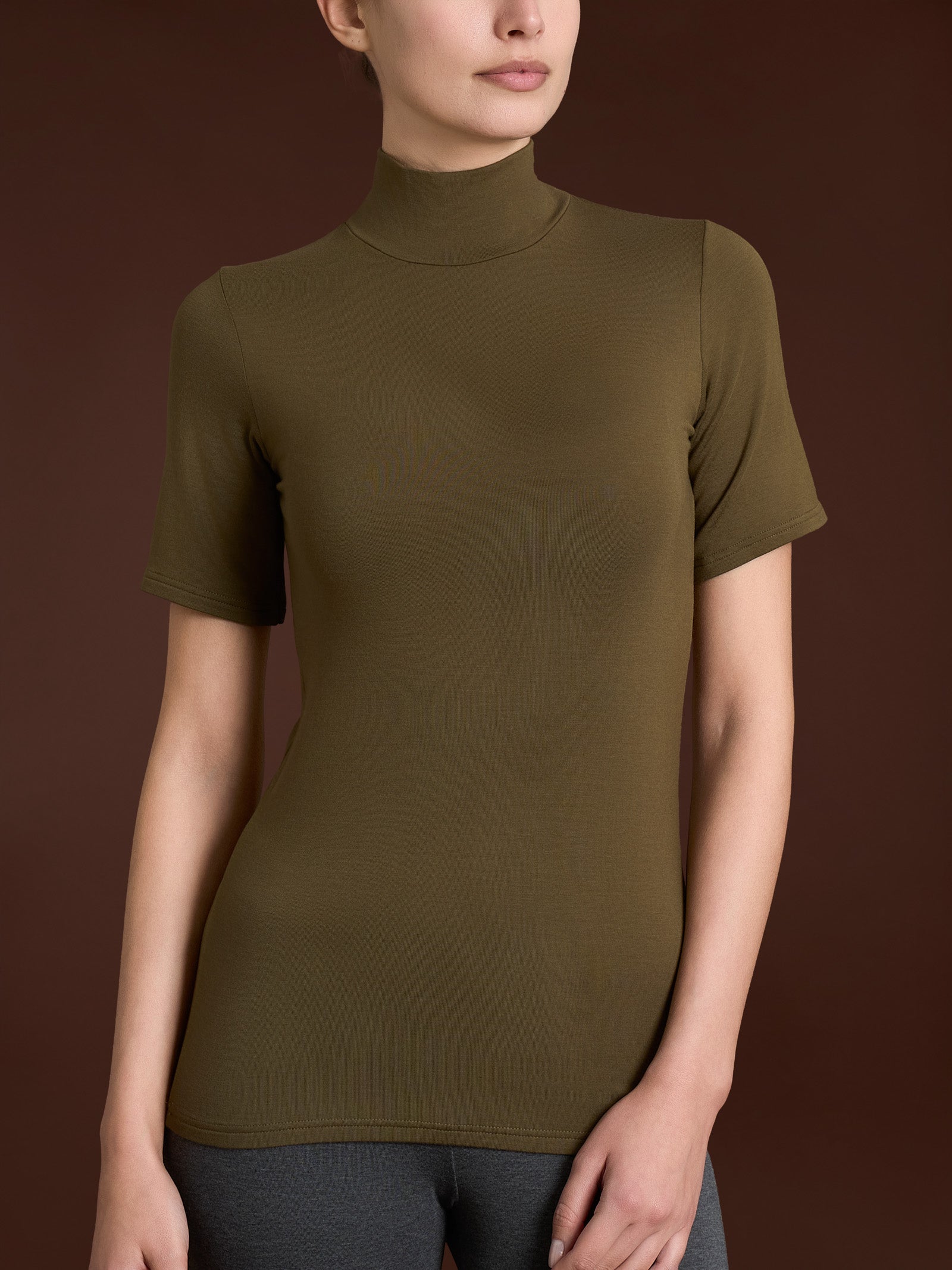 Maglietta collo alto in Eco Viscosa Verdi Donna - Ragno