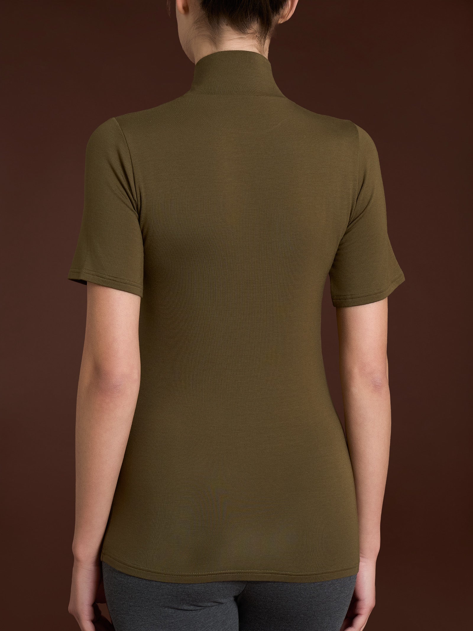 Maglietta collo alto in Eco Viscosa Verdi Donna - Ragno