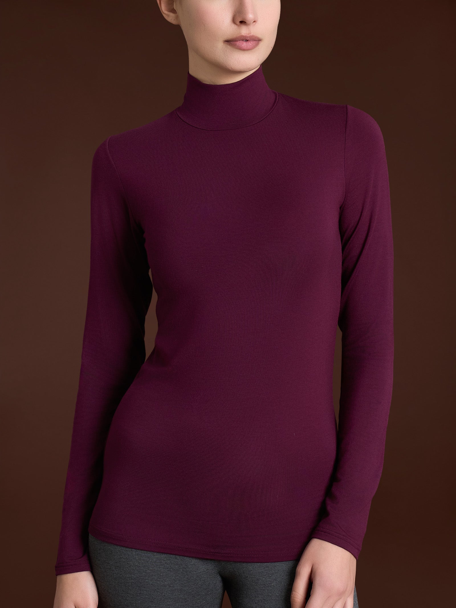 Maglietta collo alto in Eco Viscosa Viola Donna - Ragno