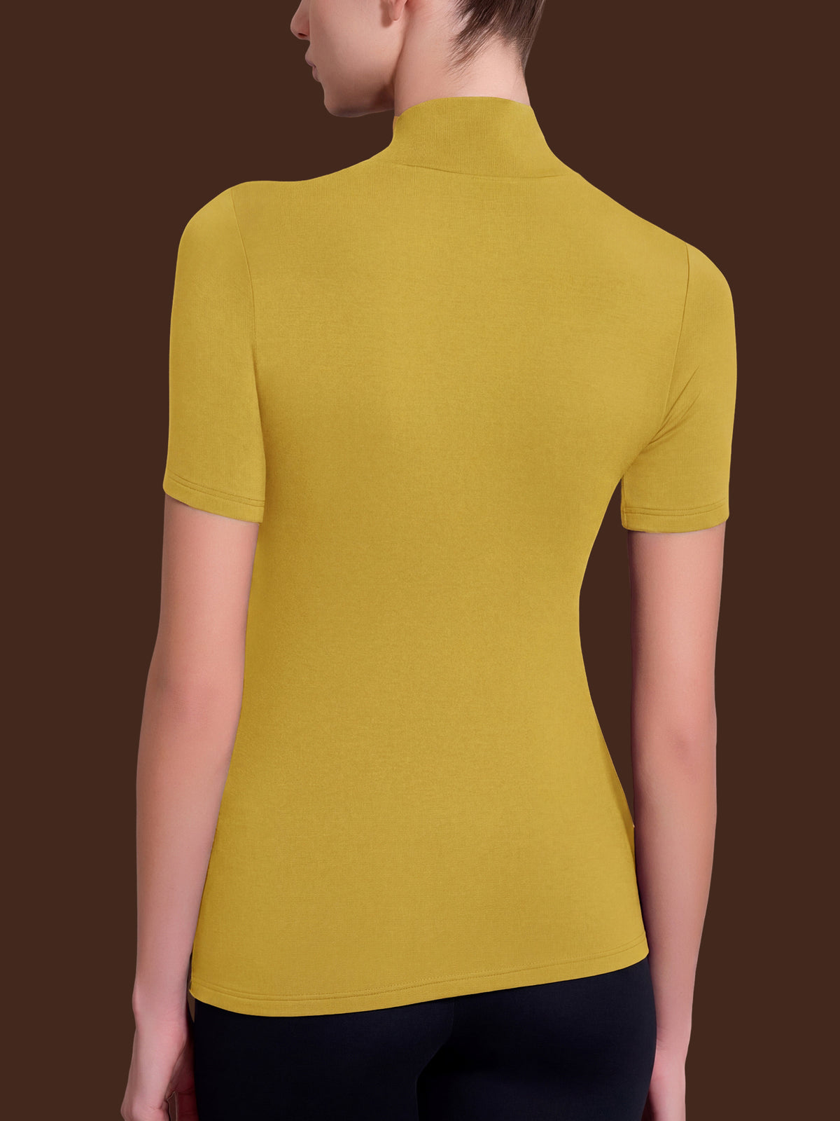 Maglietta collo alto in  Jersey Strech Winter Viscosa  Gialli Donna - Ragno