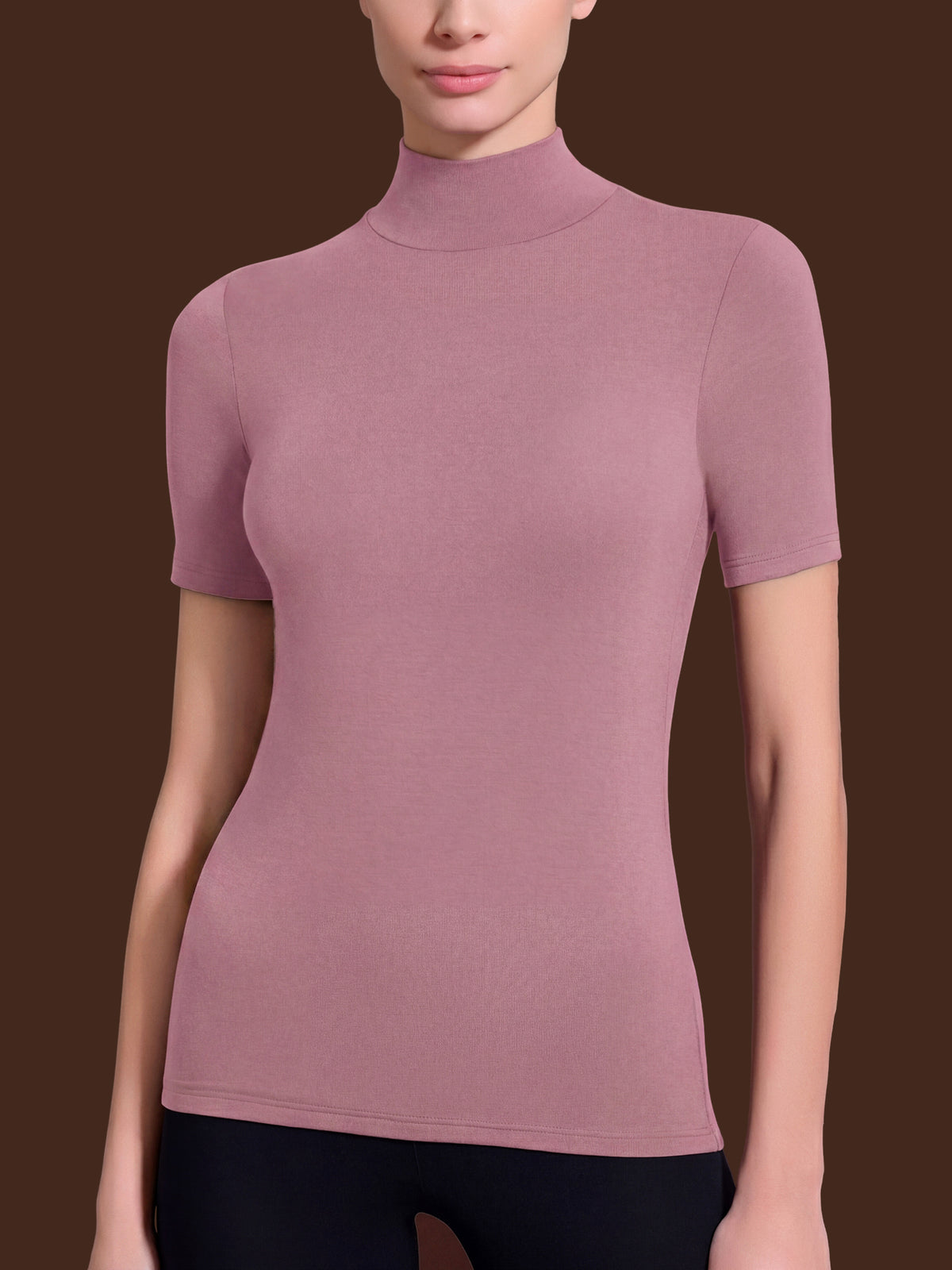 Maglietta collo alto in  Jersey Strech Winter Viscosa  Rosa Donna - Ragno