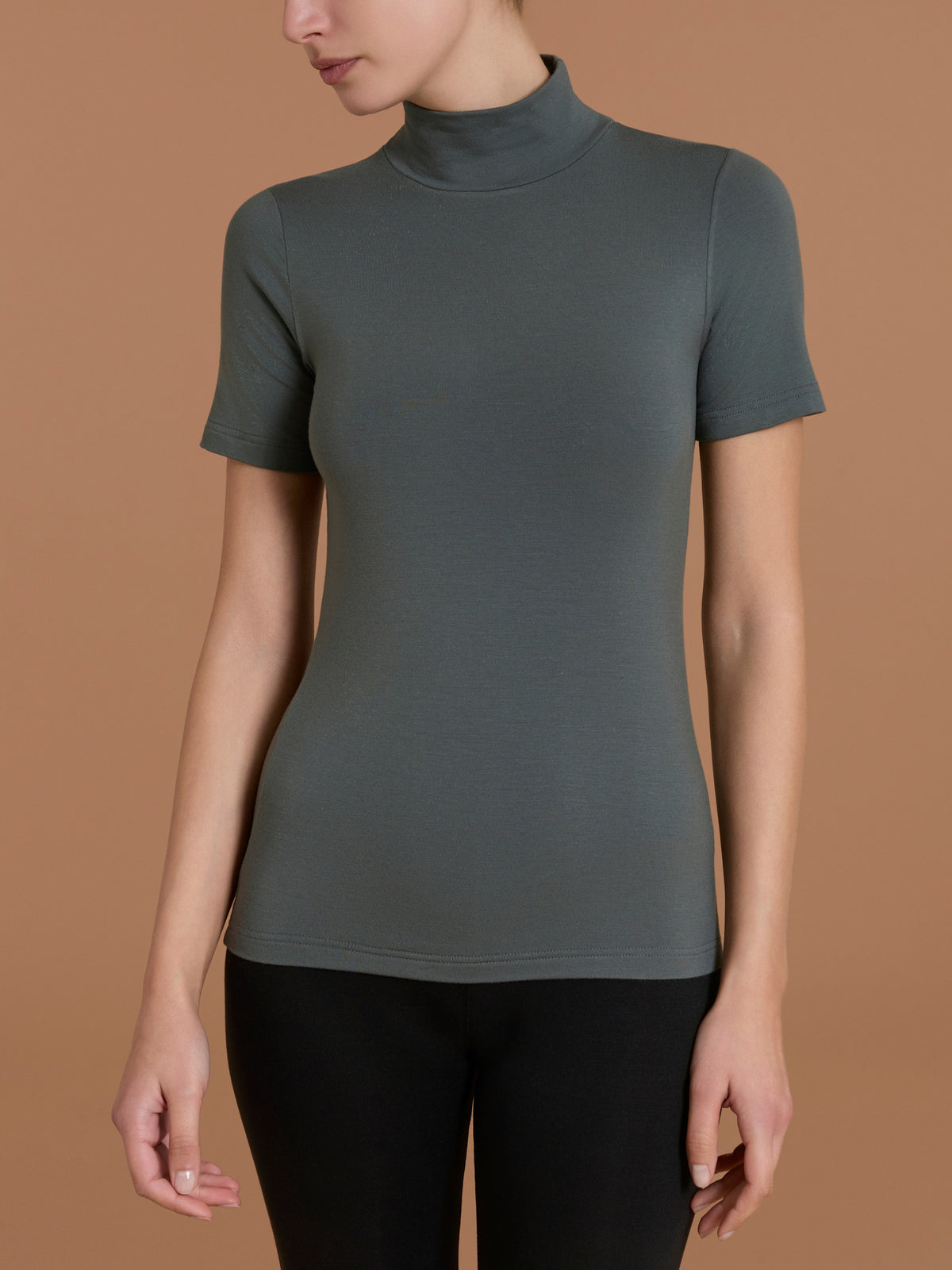 Maglietta collo alto in  Jersey Strech Winter Viscosa  Grigi Donna - Ragno