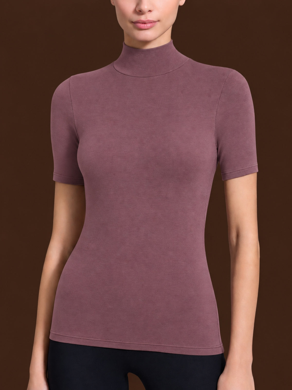 Maglietta collo alto in  Jersey Strech Winter Viscosa  Viola Donna - Ragno