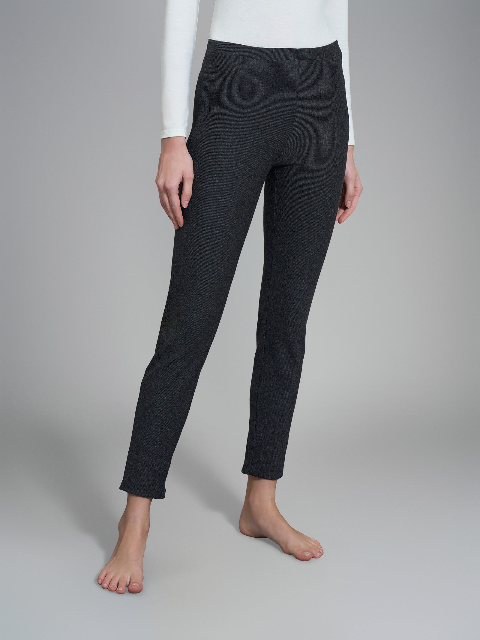 Pantalone alla caviglia in maglia flanella  Neri Donna - Ragno