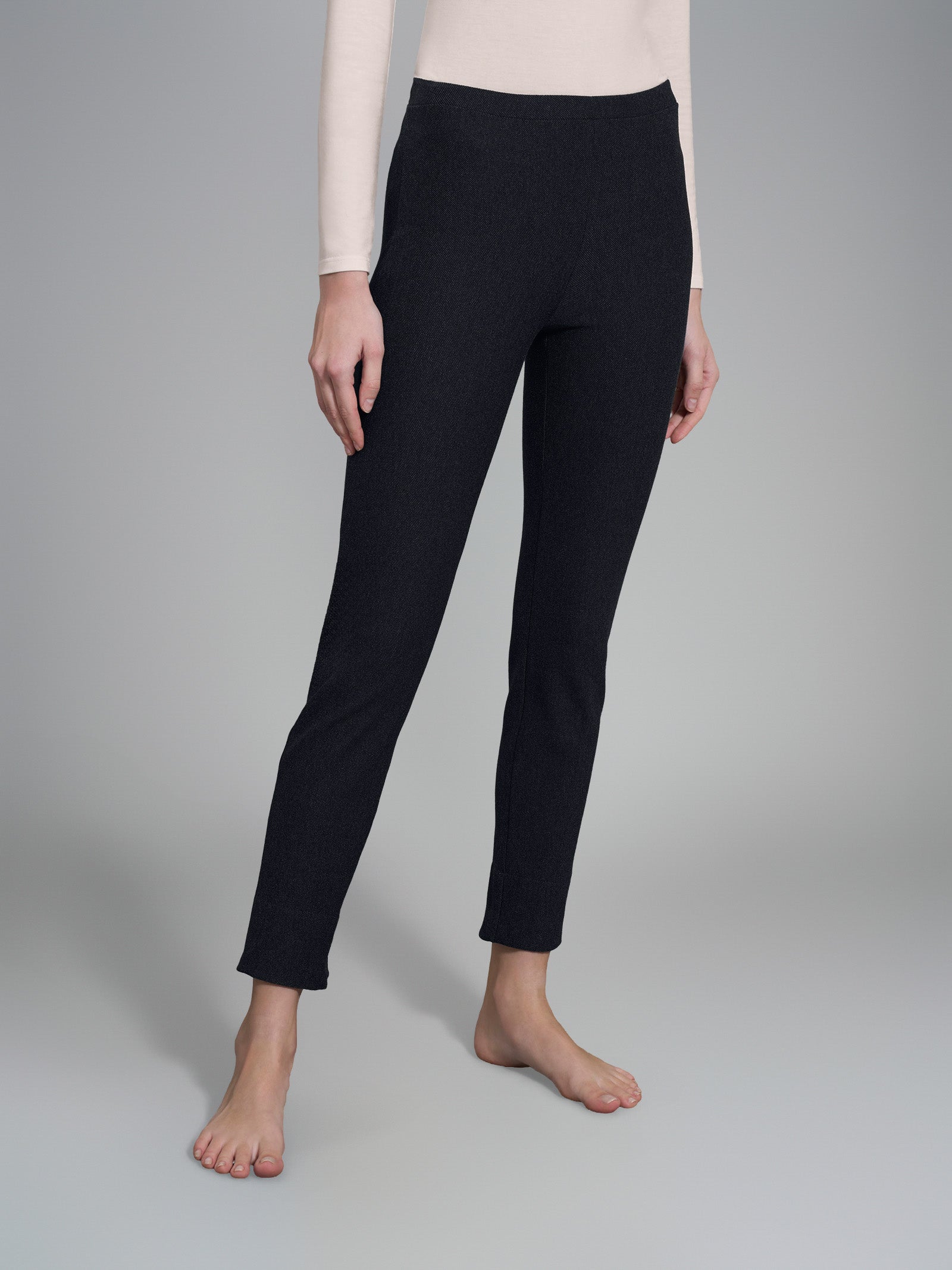 Pantalone alla caviglia in maglia flanella  Neri Donna - Ragno