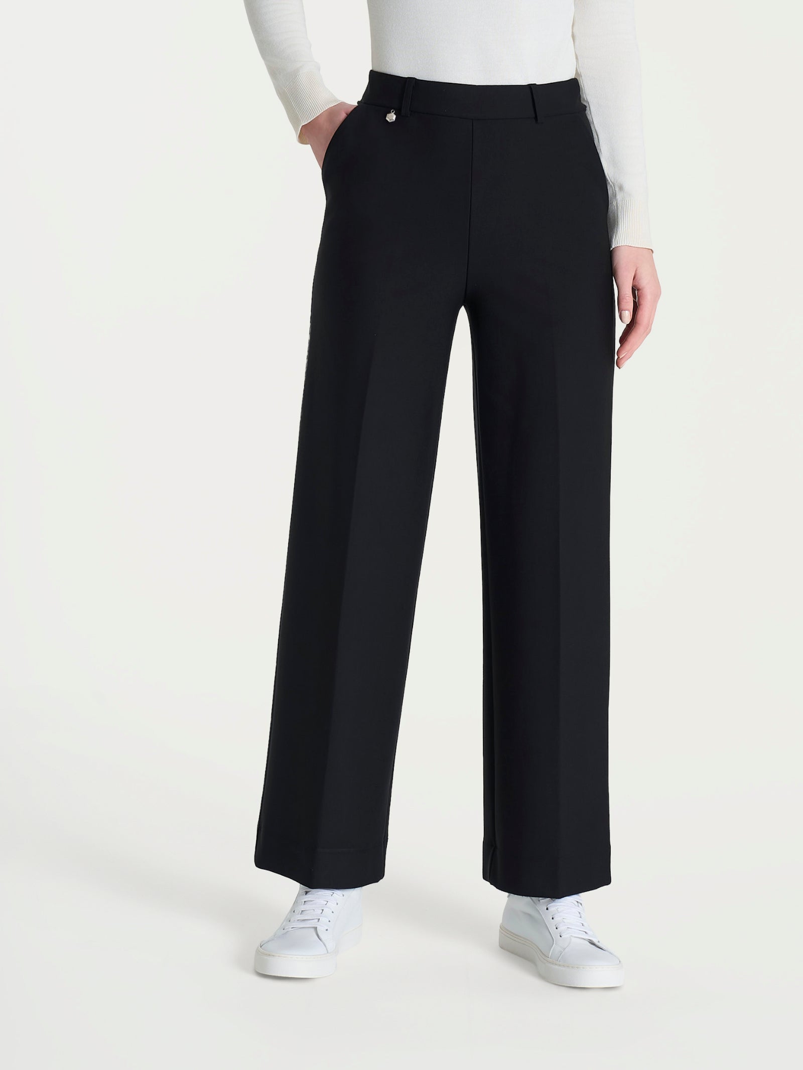 Pantalone ampio alla caviglia in Compact Neri Donna - Ragno