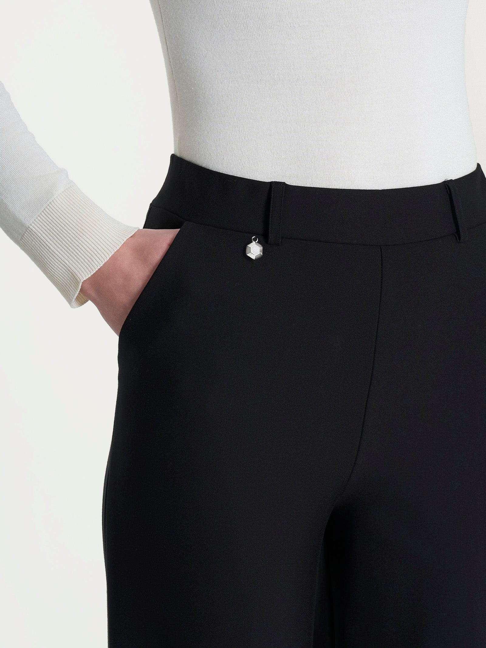 Pantalone ampio alla caviglia in Compact Neri Donna - Ragno