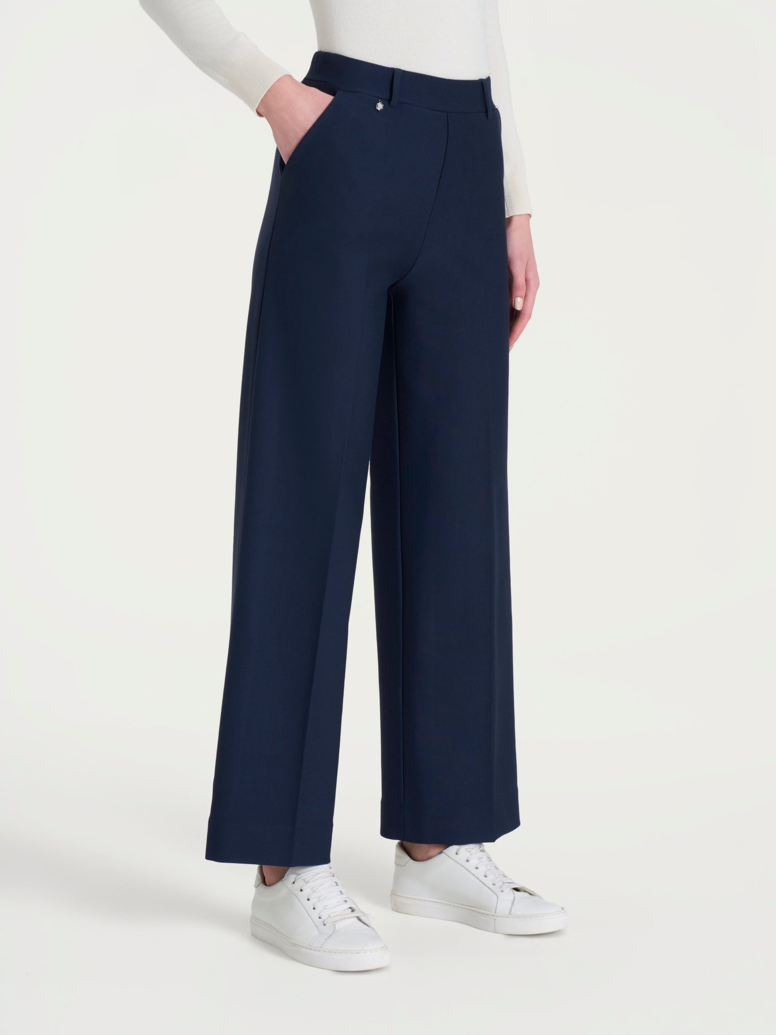 Pantalone ampio alla caviglia in Compact Blu Donna - Ragno