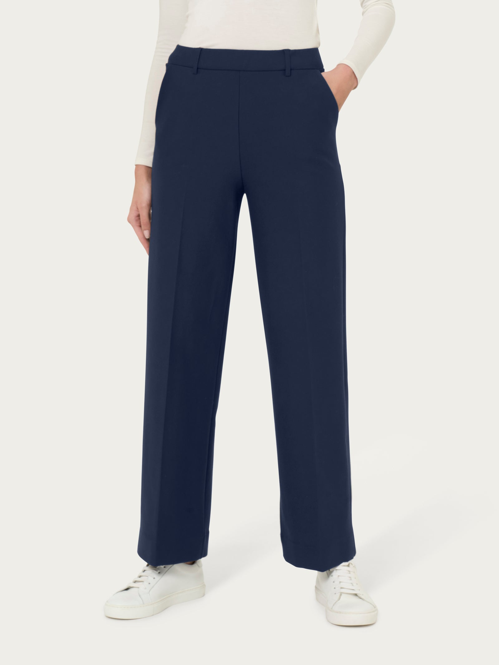 Pantalone ampio alla caviglia in Compact Blu Donna - Ragno