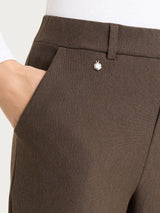 Weite, knöchellange Hose aus Compact in Braun für Damen – Ragno