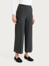 Women's cropped wide pants in Compact Nero - Ragno