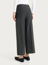 Women's cropped wide pants in Compact Nero - Ragno