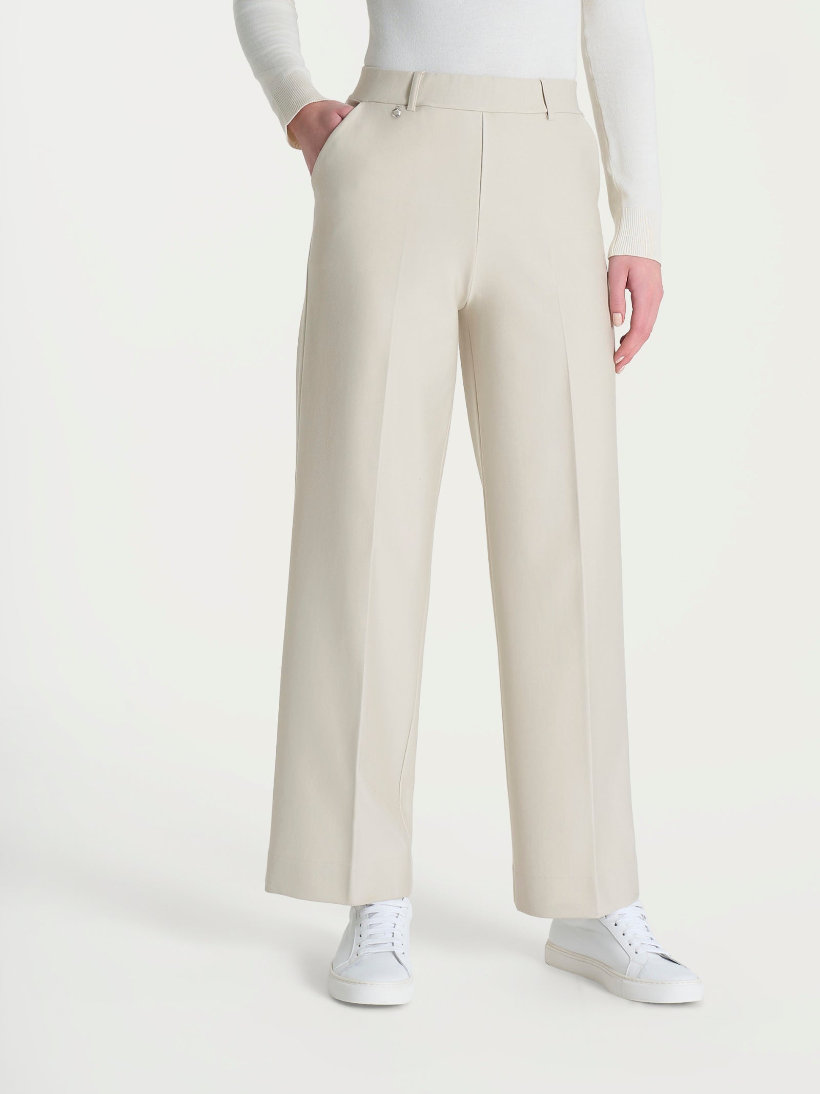 Pantalone ampio alla caviglia in Compact Bianchi Donna - Ragno