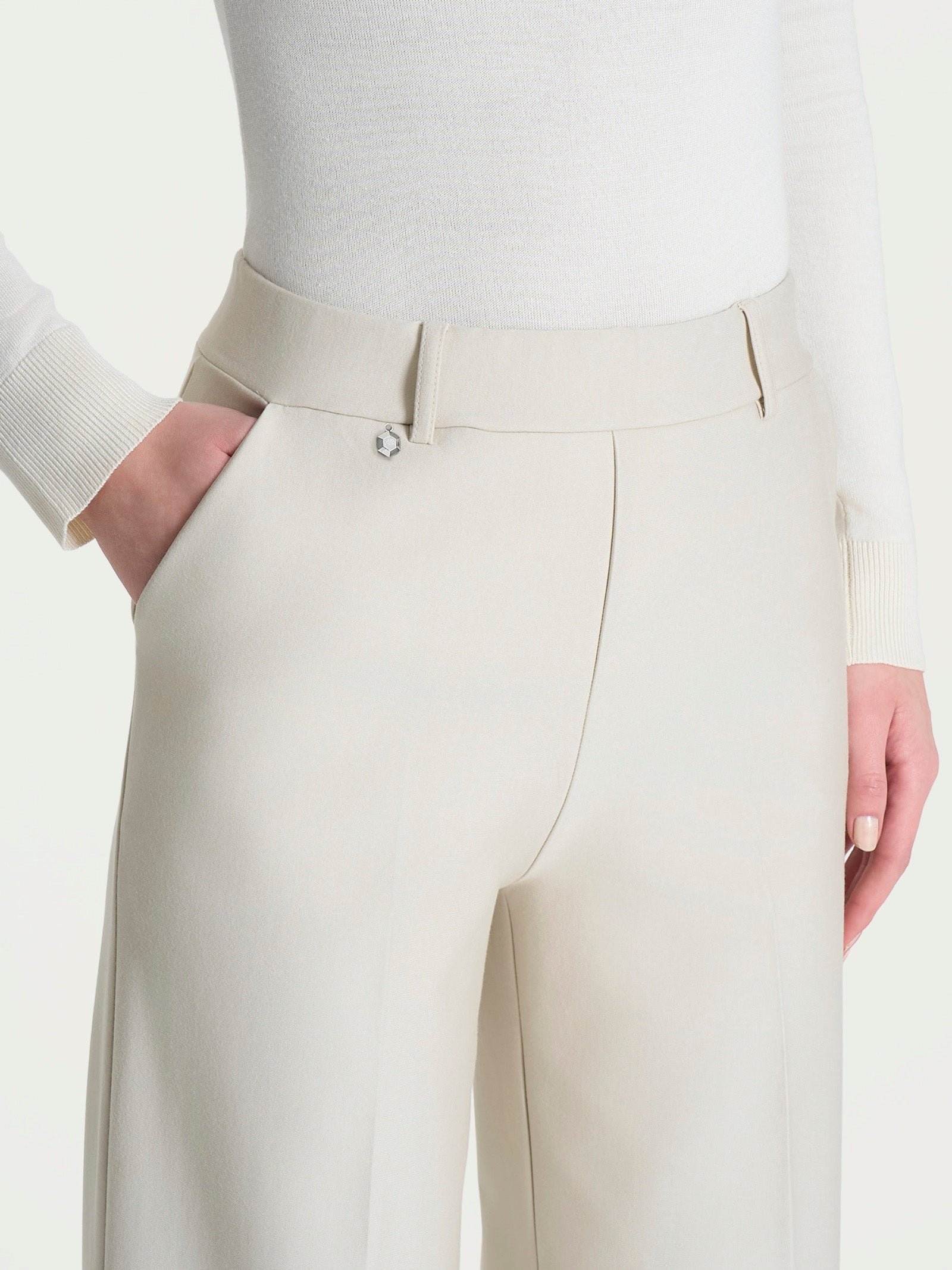 Pantalone ampio alla caviglia in Compact Bianchi Donna - Ragno