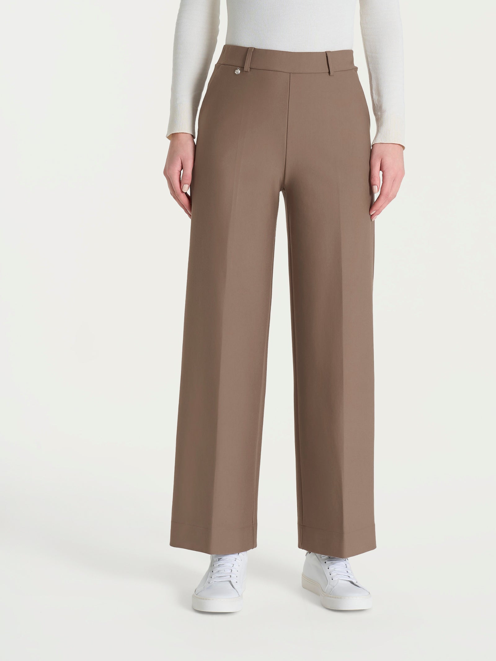 Pantalone ampio alla caviglia in Compact Marroni Donna - Ragno