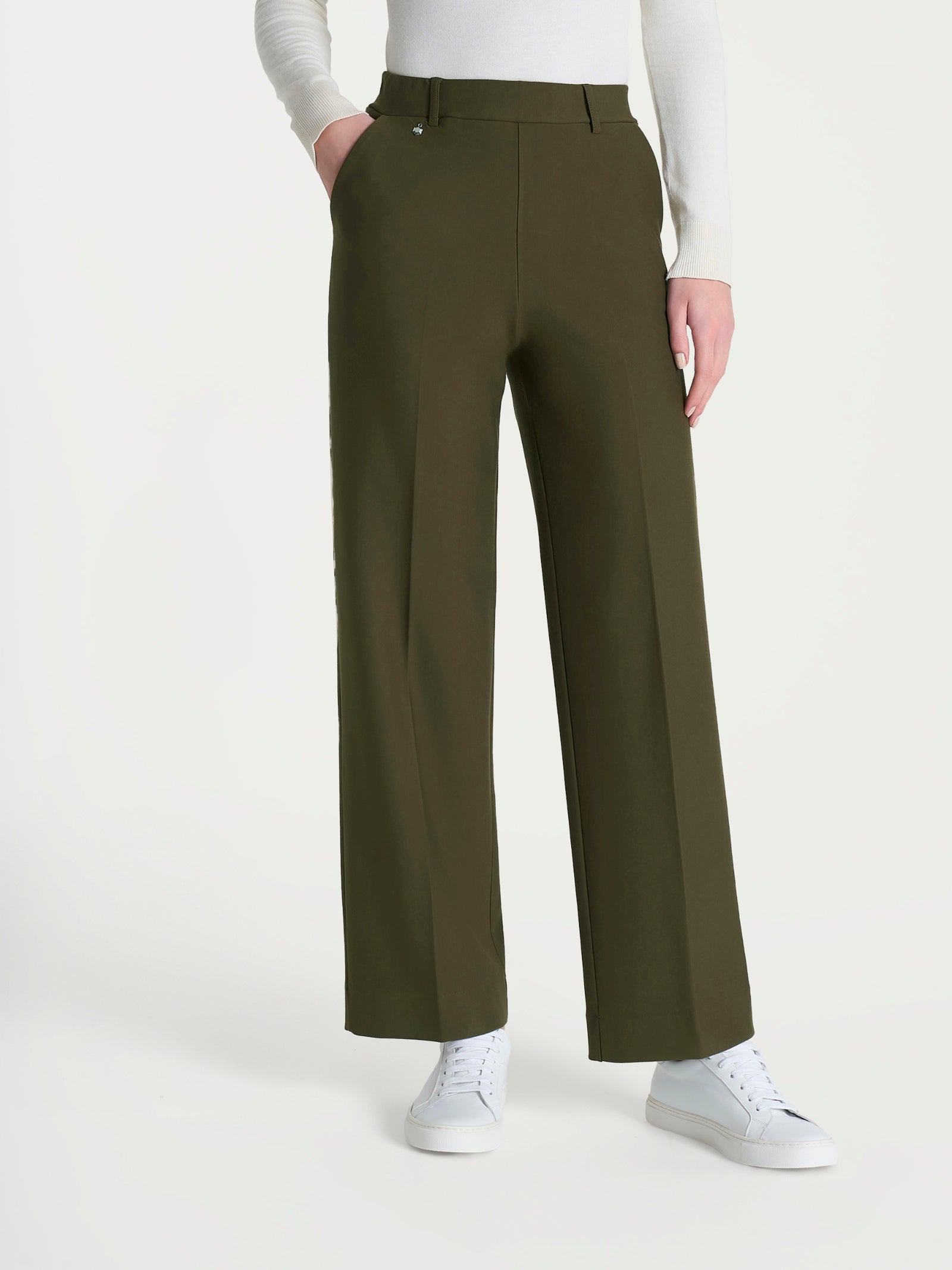 Pantalone ampio alla caviglia in Compact Verdi Donna - Ragno