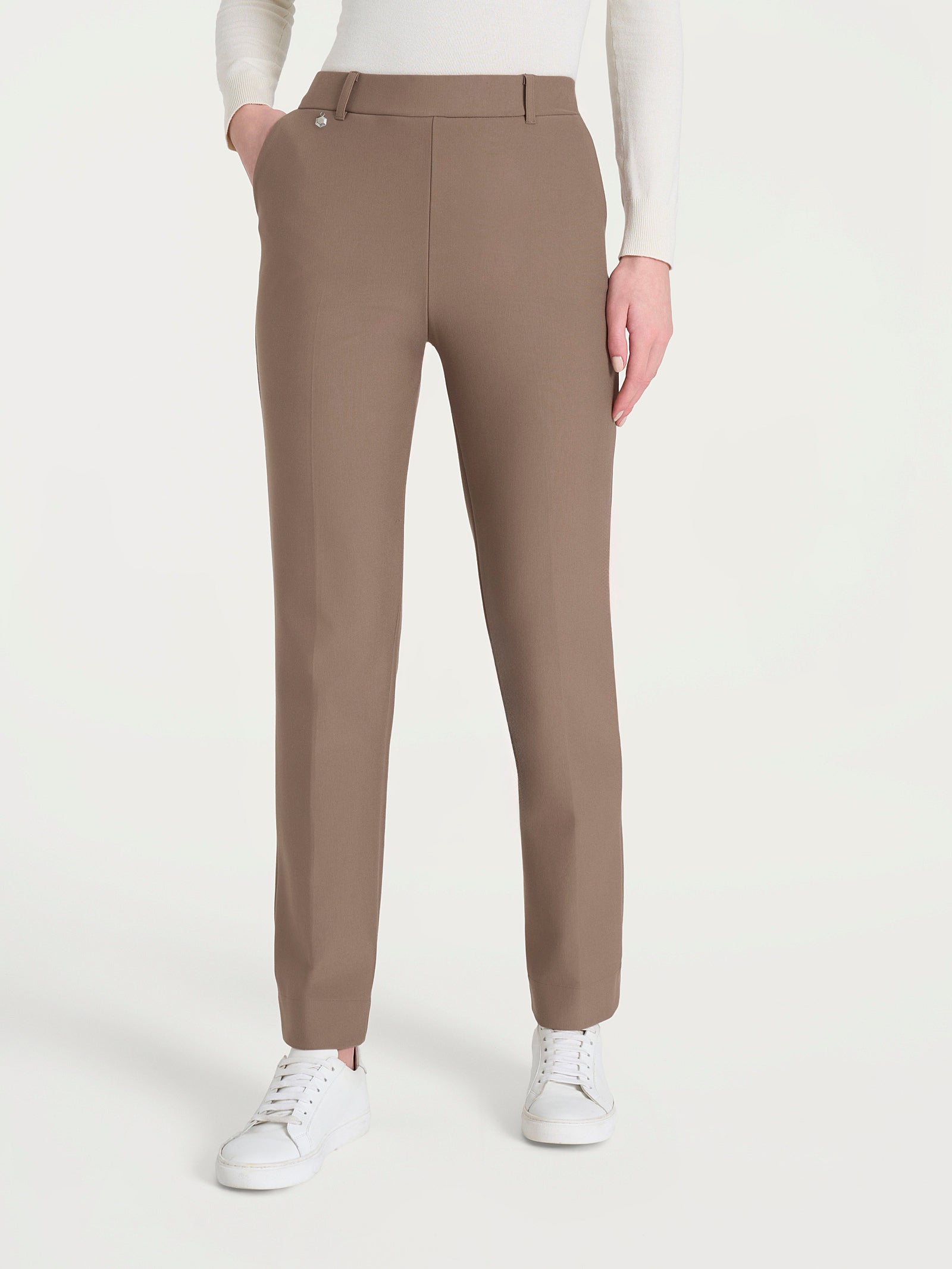Pantalone dritto con tasche in Compact Marroni Donna - Ragno