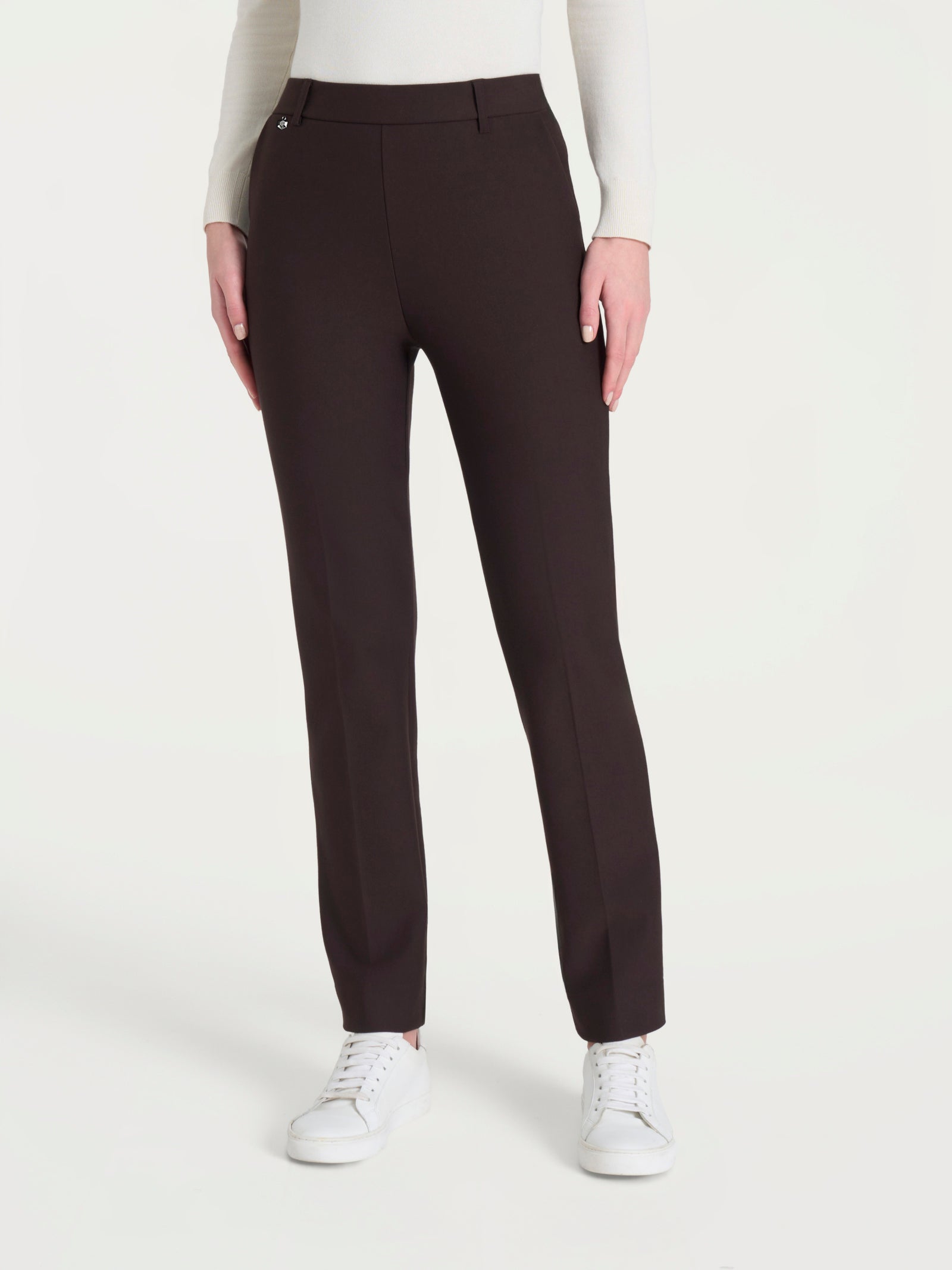 Pantalone dritto con tasche in Compact Marroni Donna - Ragno