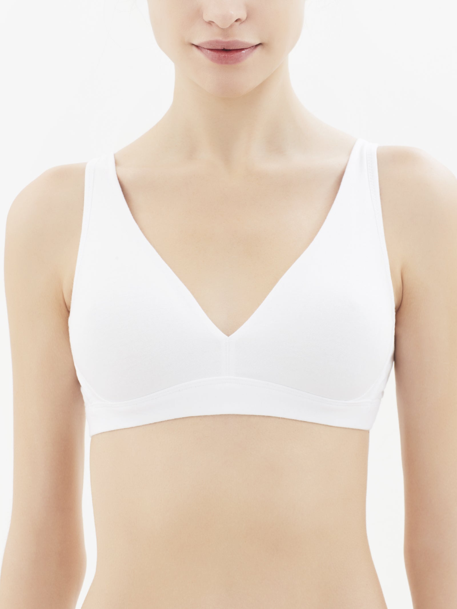 Natural Bralette Reggiseno comfort in cotone elasticizzato Bianco Ragno