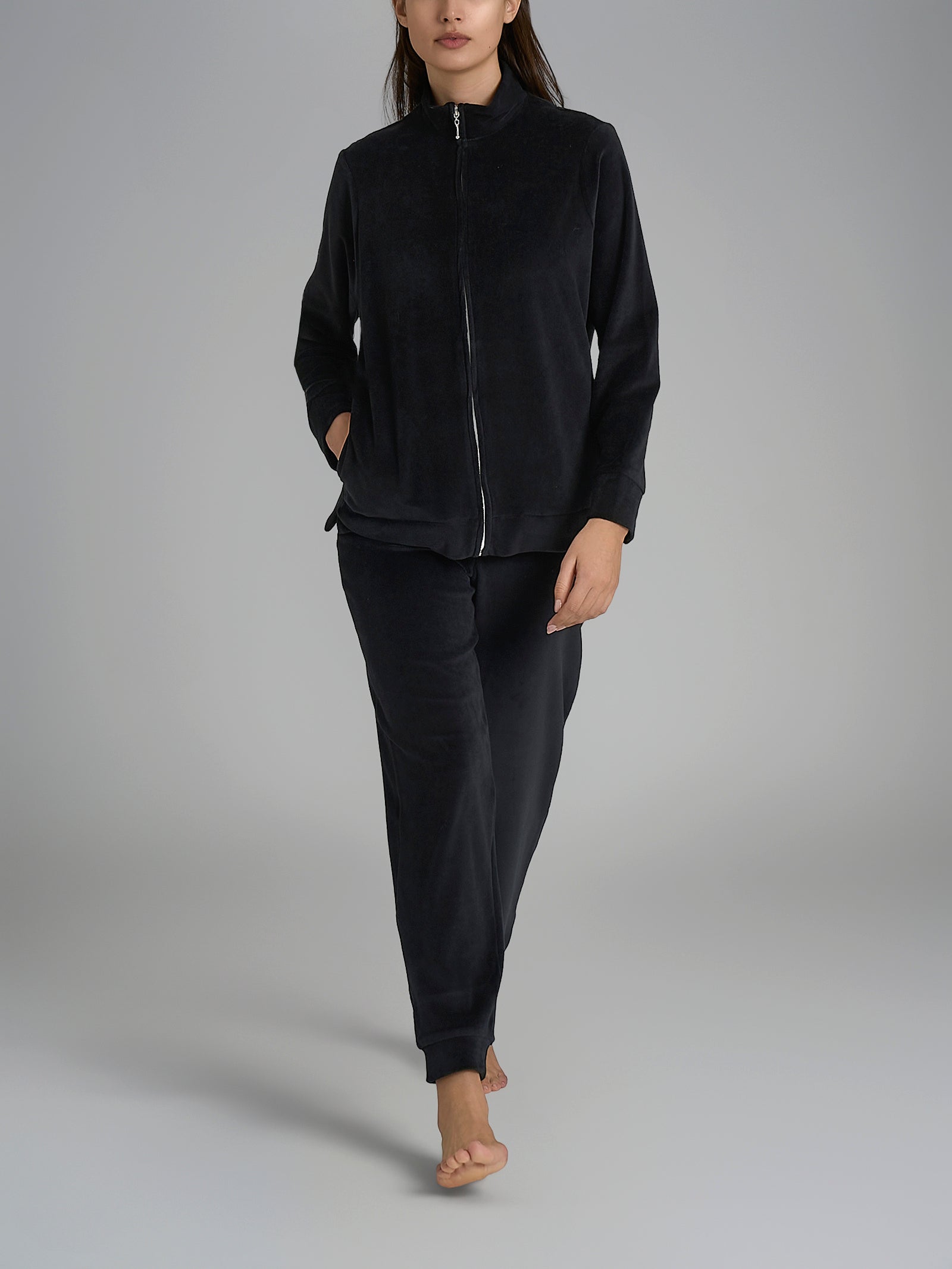 Tuta in ciniglia di misto cotone Neri Donna - Ragno