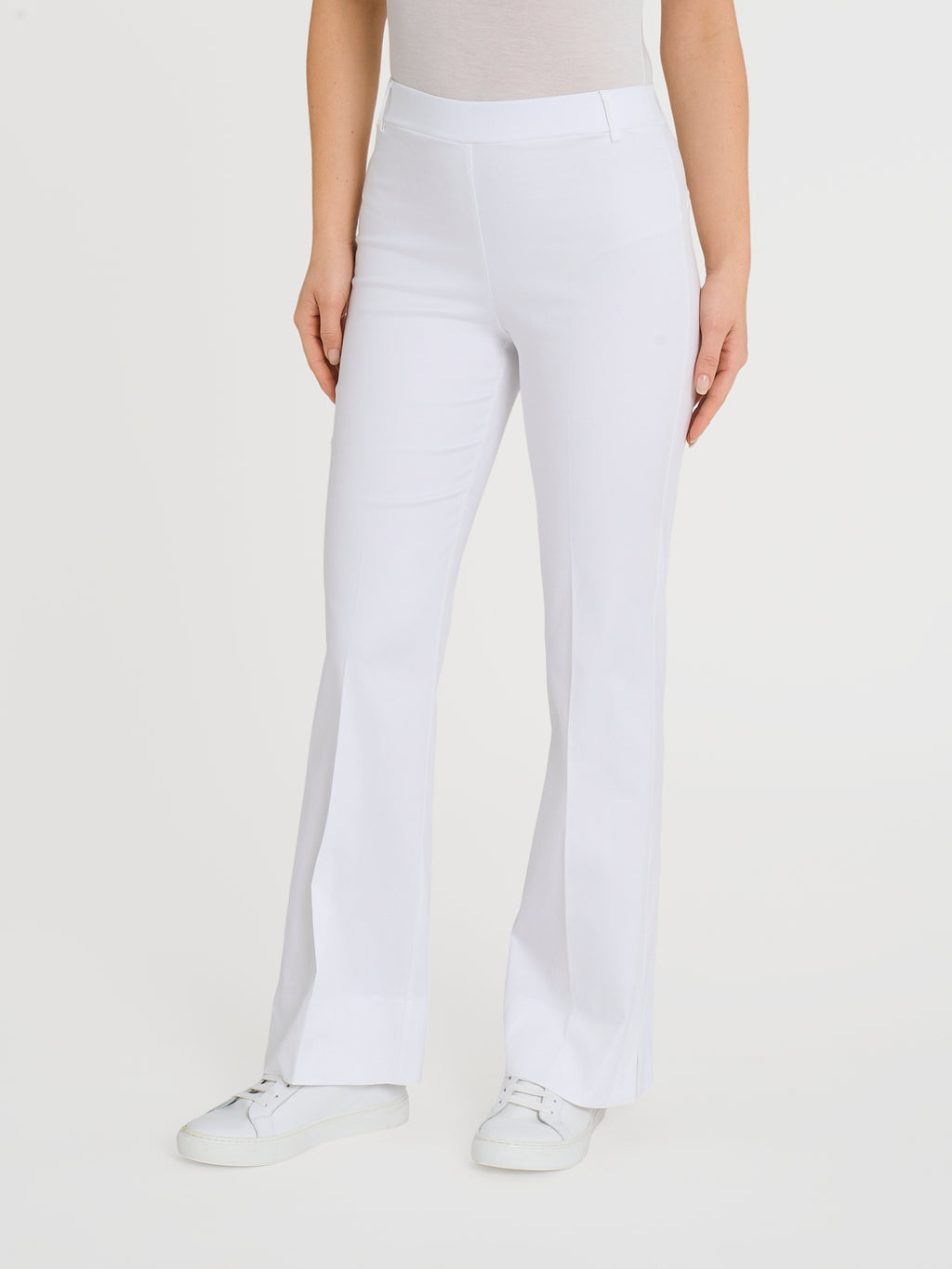 Flare pants with slits in Satin Power - White Ragno Flare pants with slits in Satin Power - White Ragno