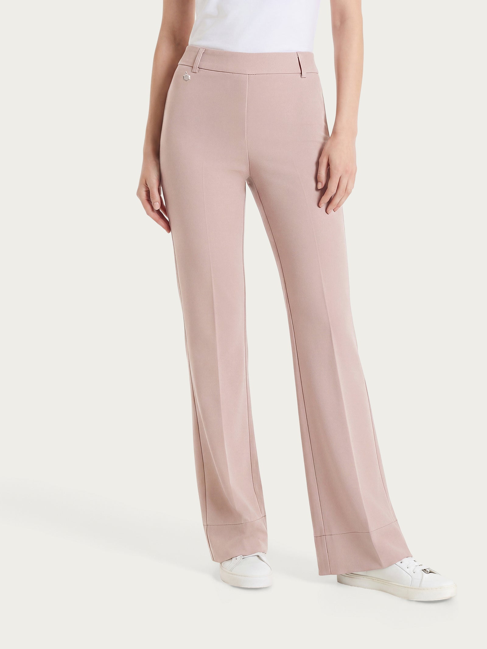 Brown Satin Power Women's Flare Pants with Slits - Ragno