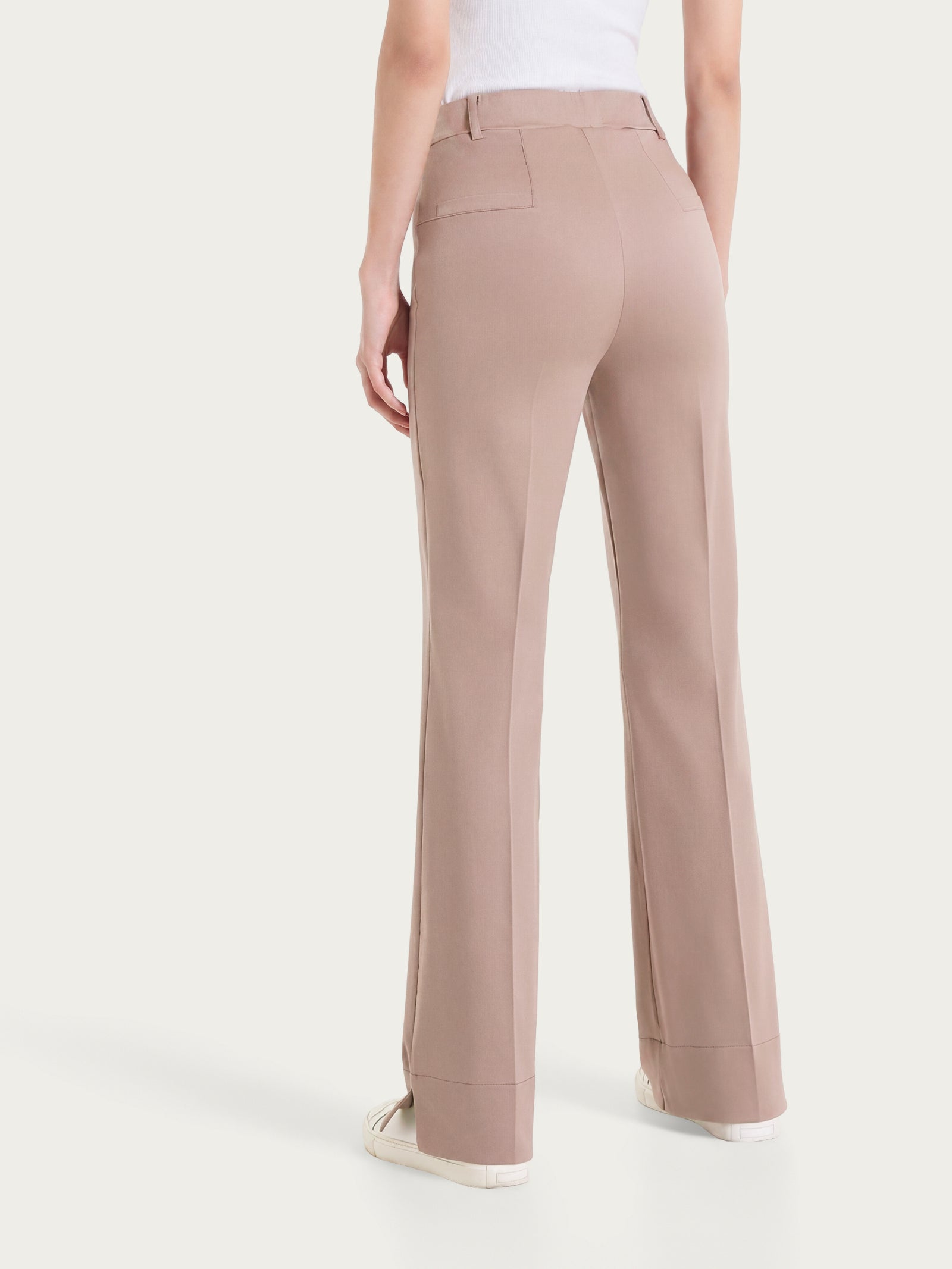 Brown Satin Power Women's Flare Pants with Slits - Ragno