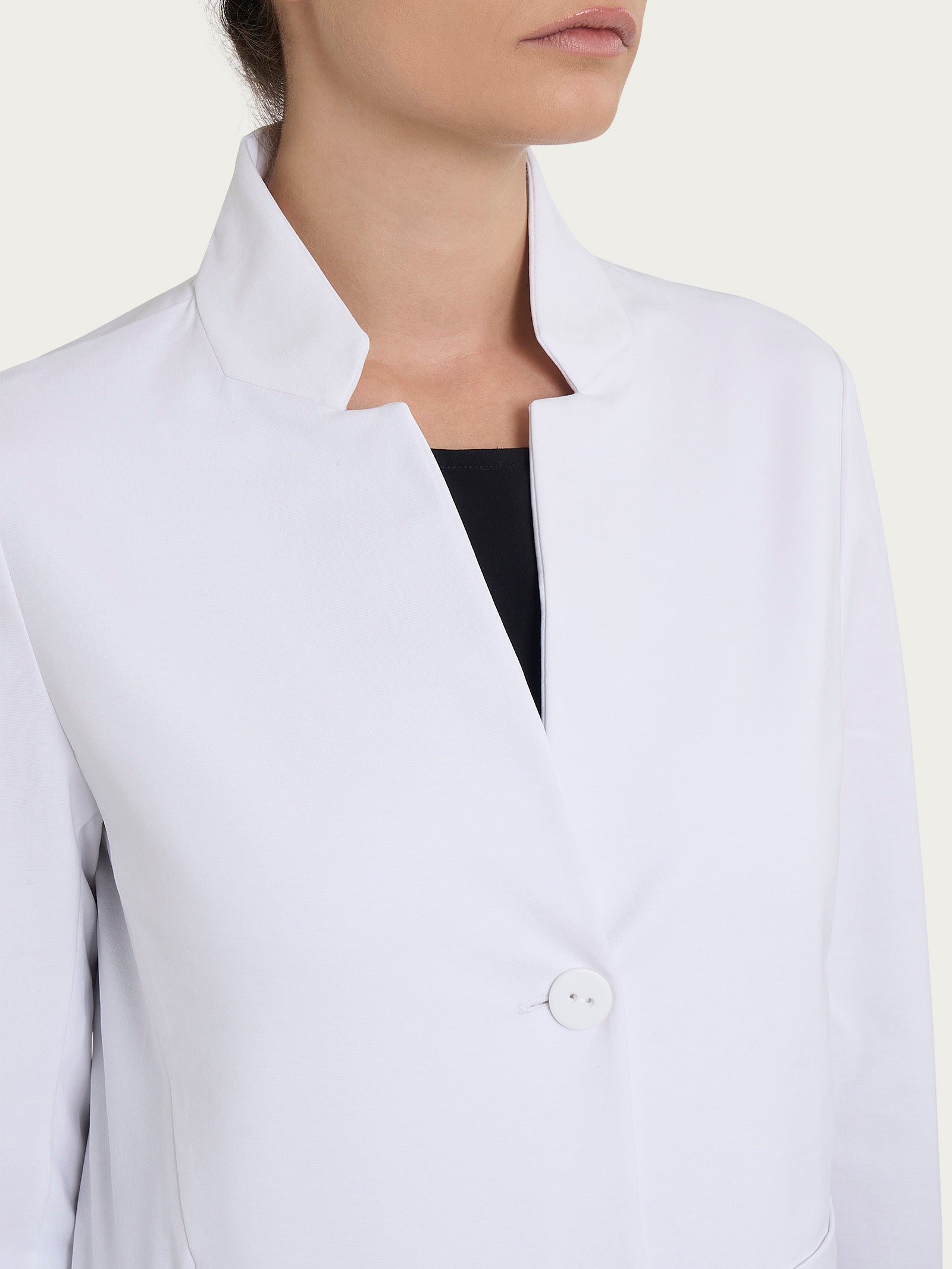 Blazer corto con revers alzato in Compact Light Bianchi Donna - Ragno