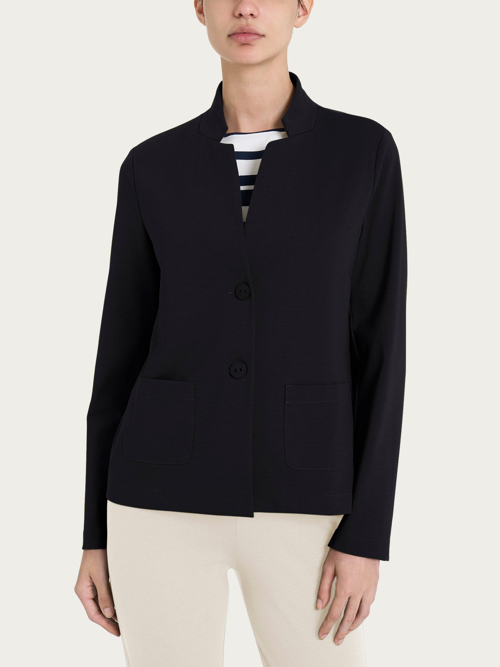 Blazer corto con revers alzato in Compact Light Neri Donna - Ragno