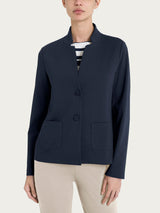 Blazer corto con revers alzato in Compact Light Blu Donna - Ragno