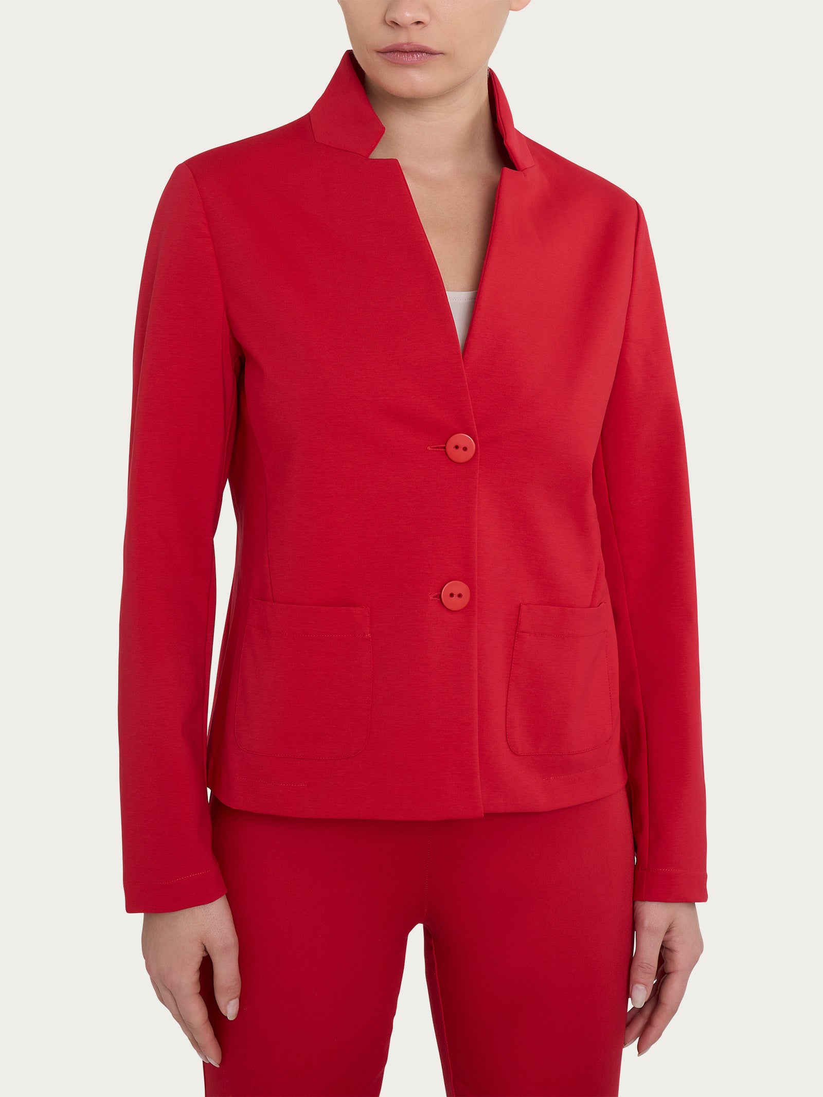 Blazer corto con revers alzato in Compact Light Rossi Donna - Ragno