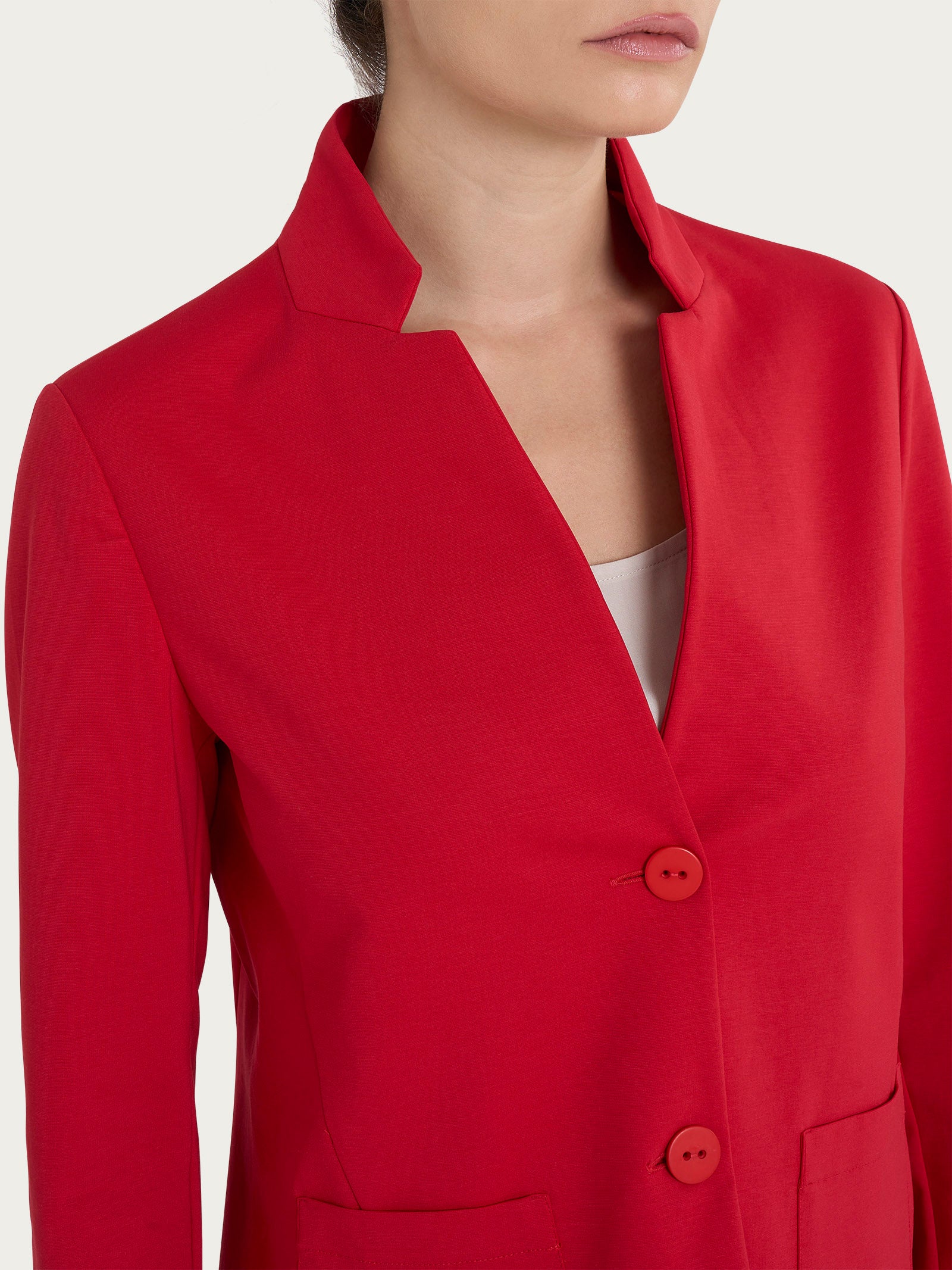 Blazer corto con revers alzato in Compact Light Rossi Donna - Ragno