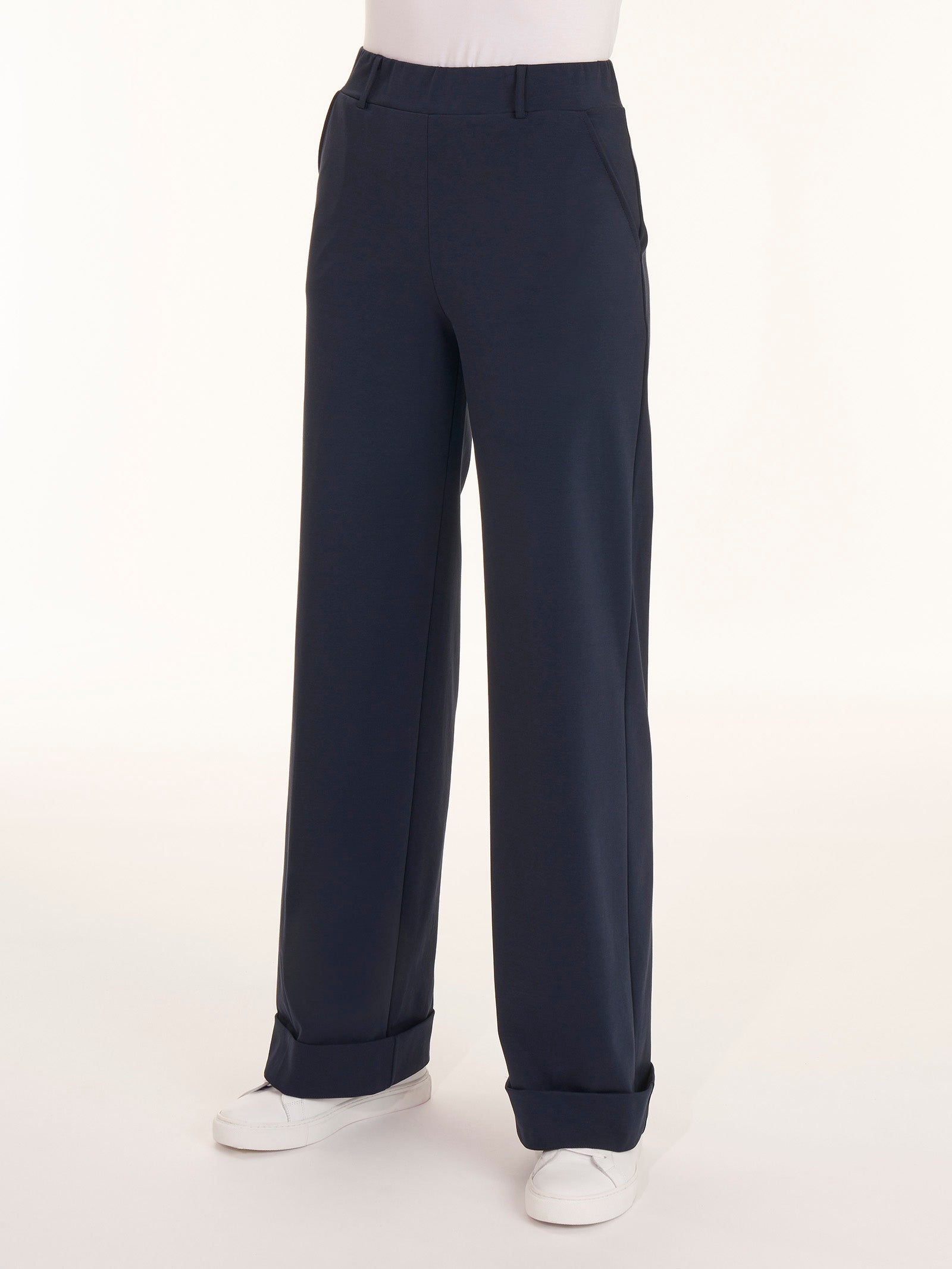 Pantalone ampio con tasche in Compact Light Blu Donna - Ragno