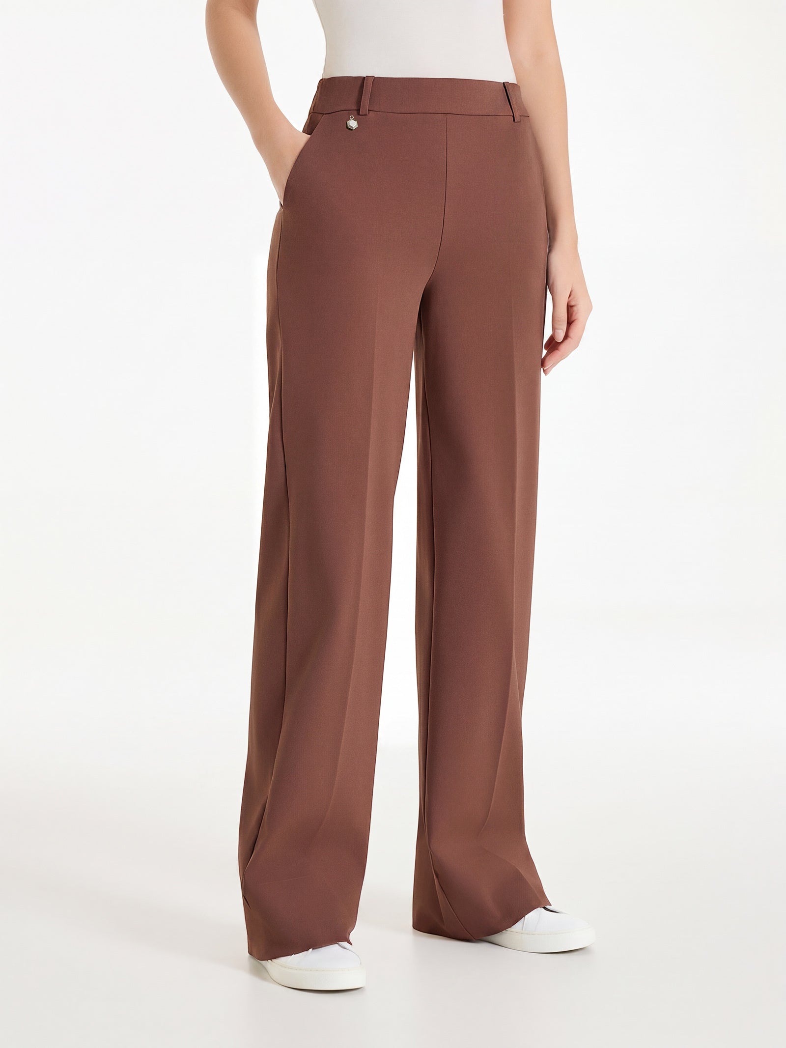 Pantalón ancho Compact Light Marrón Mujer con bolsillos - Ragno