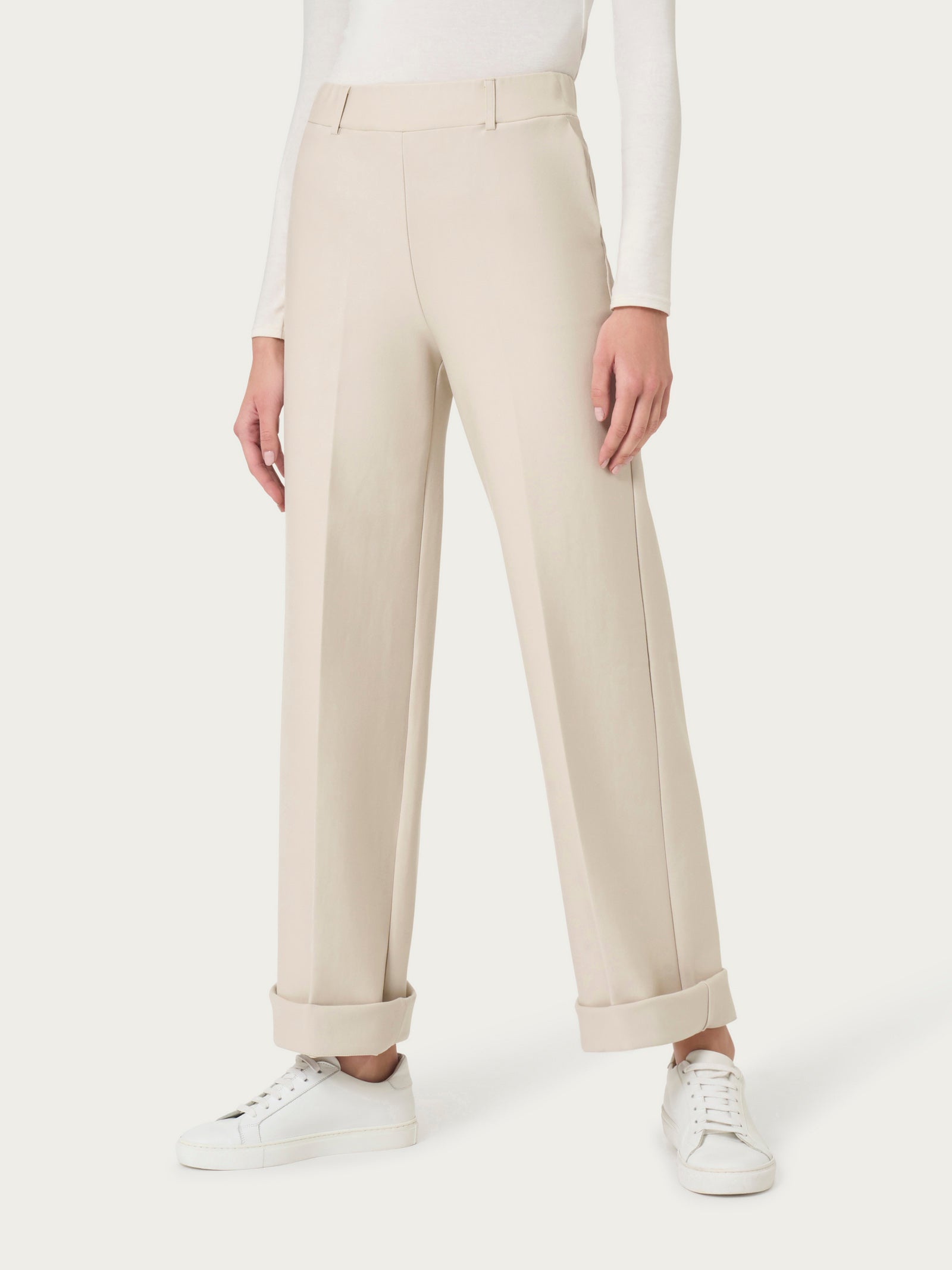 Pantalone ampio con tasche in Compact Light Bianchi Donna - Ragno