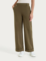 Pantalone ampio con tasche in Compact Light Verdi Donna - Ragno