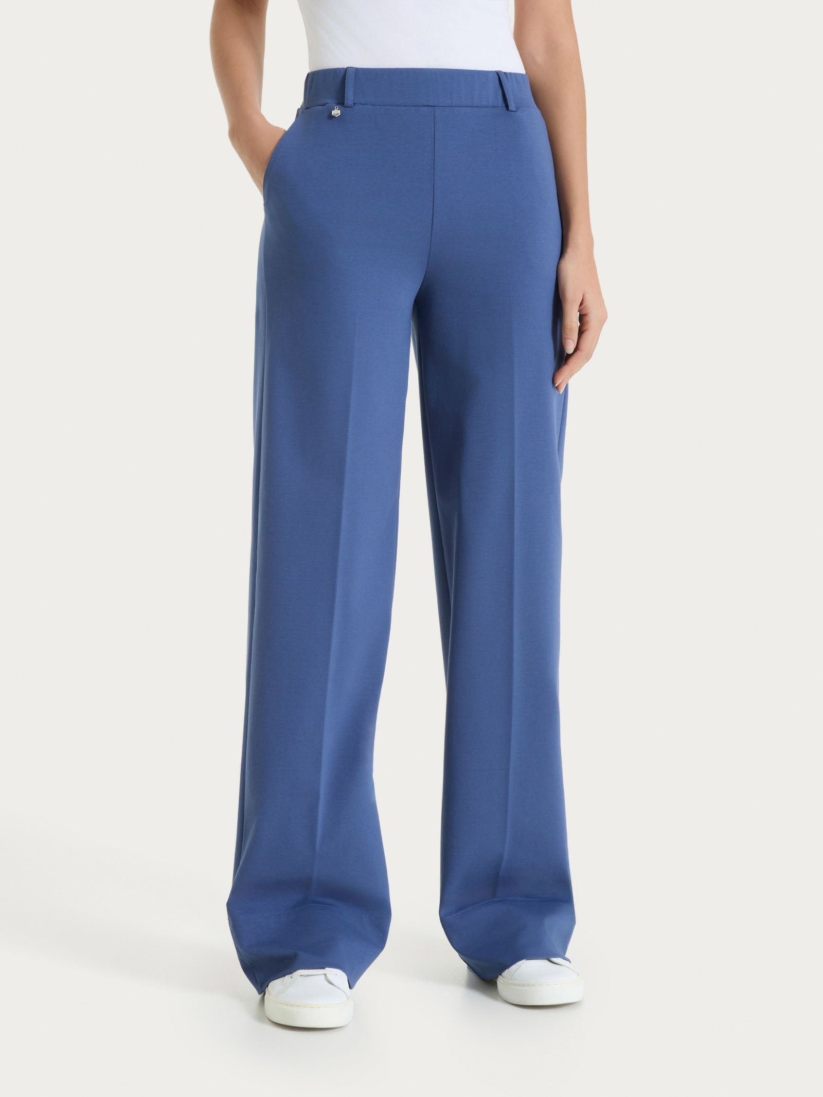 Pantalone ampio con tasche in Compact Light Blu Donna - Ragno