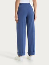 Pantalone ampio con tasche in Compact Light Blu Donna - Ragno