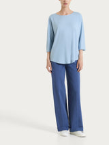 Pantalone ampio con tasche in Compact Light Blu Donna - Ragno