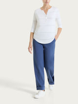 Pantalone ampio con tasche in Compact Light Blu Donna - Ragno