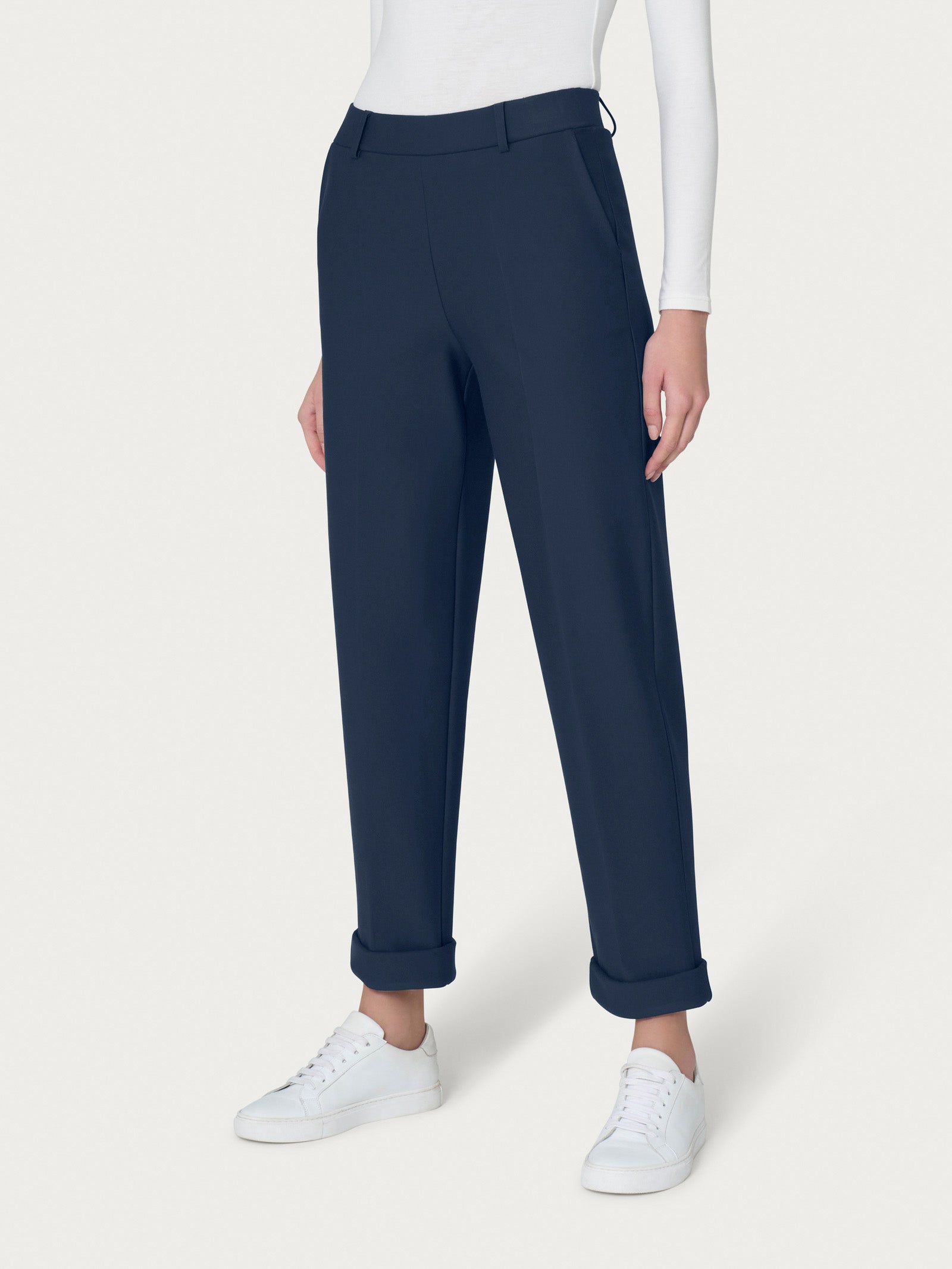 Pantalone a carota con tasche in Compact Light  Blu Donna - Ragno