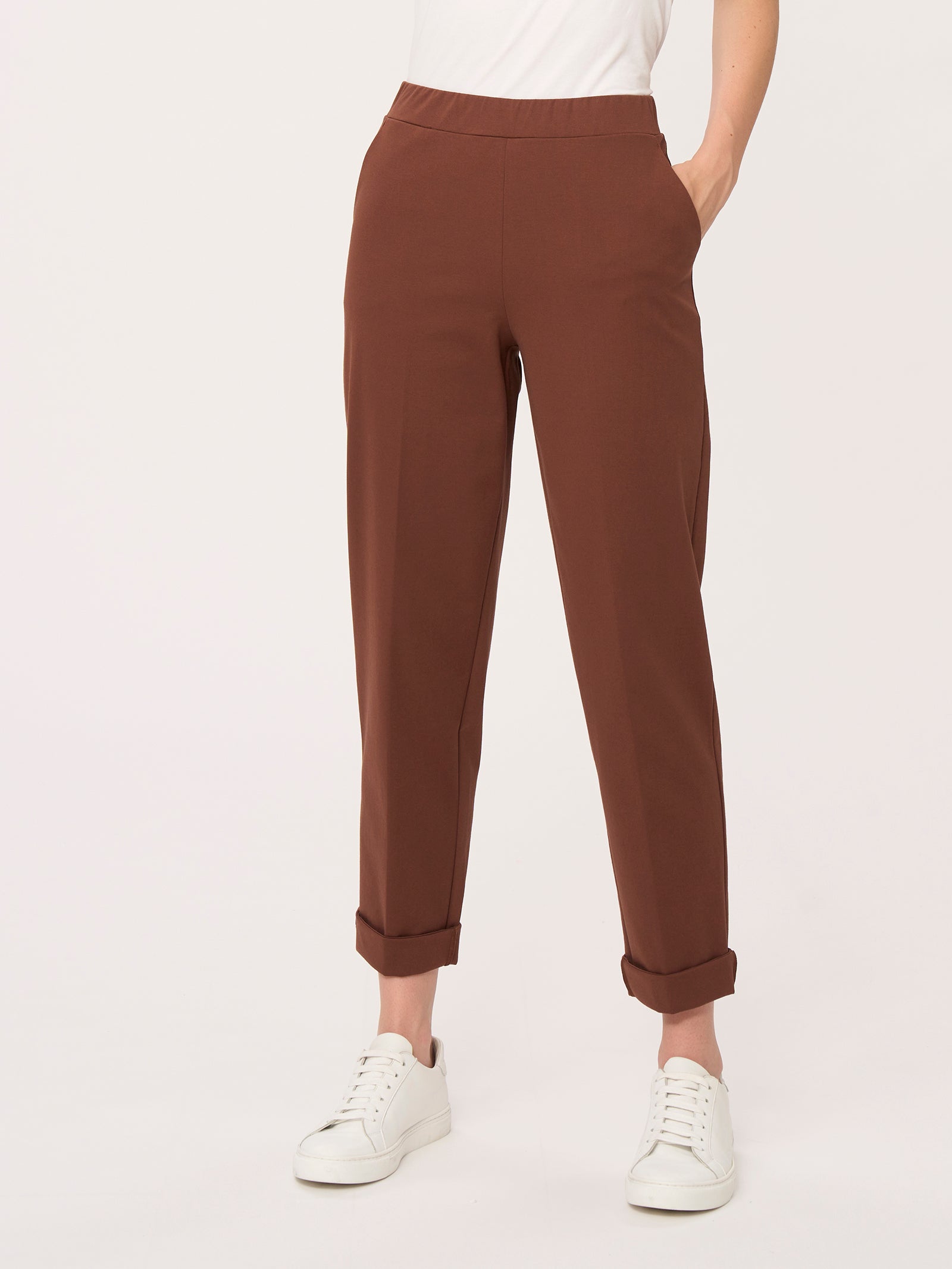 Pantalone a carota con tasche in Compact Light  Marroni Donna - Ragno