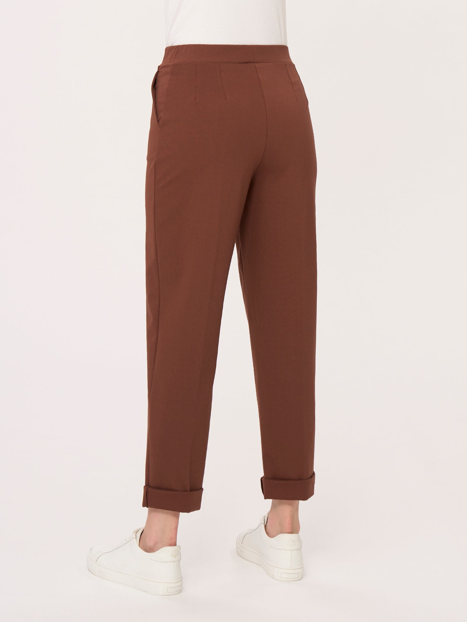 Pantalone a carota con tasche in Compact Light  Marroni Donna - Ragno