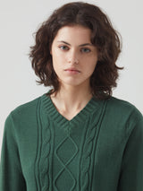 Maglia scollo a V con trecce in fialto Super Soft -  - Ragno