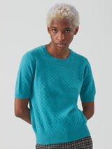 Maglia girocollo a manica corta in Wool Cot -  - Ragno