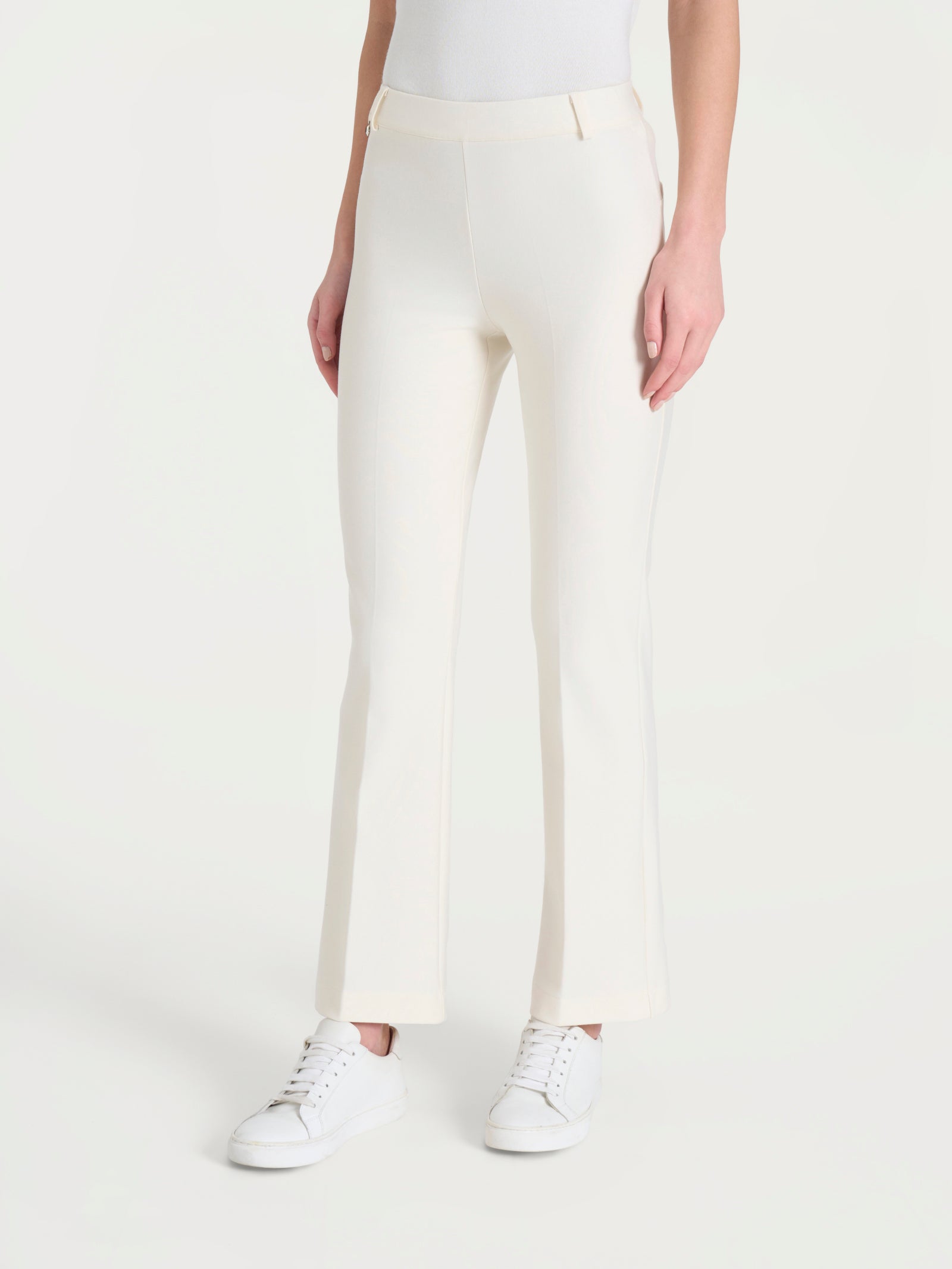 Pantalone flare alla caviglia in Compact Bianchi Donna - Ragno