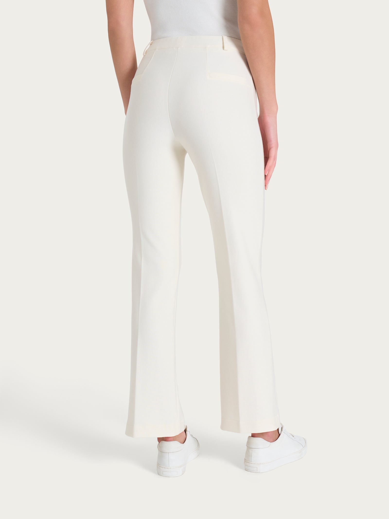 Pantalone flare alla caviglia in Compact Bianchi Donna - Ragno