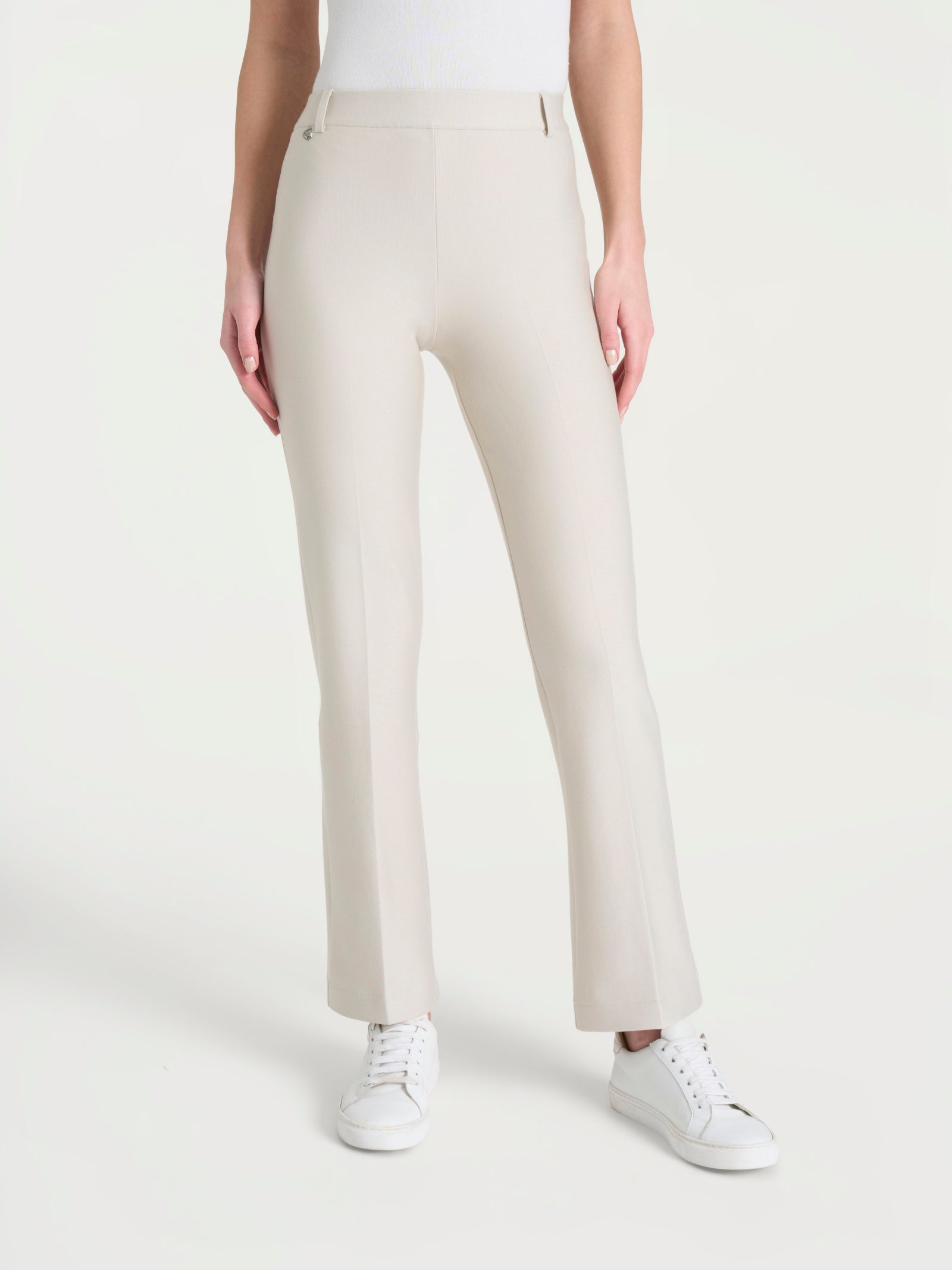 Pantalone flare alla caviglia in Compact Bianchi Donna - Ragno